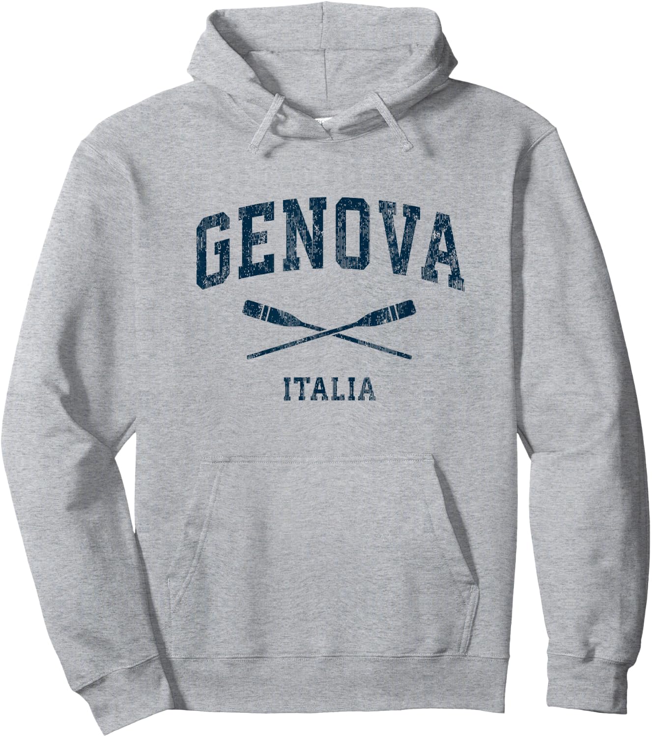 Genoa Italy Vintage Nautical Paddles Sports Oars Hoodie - Hoodie | Ash
