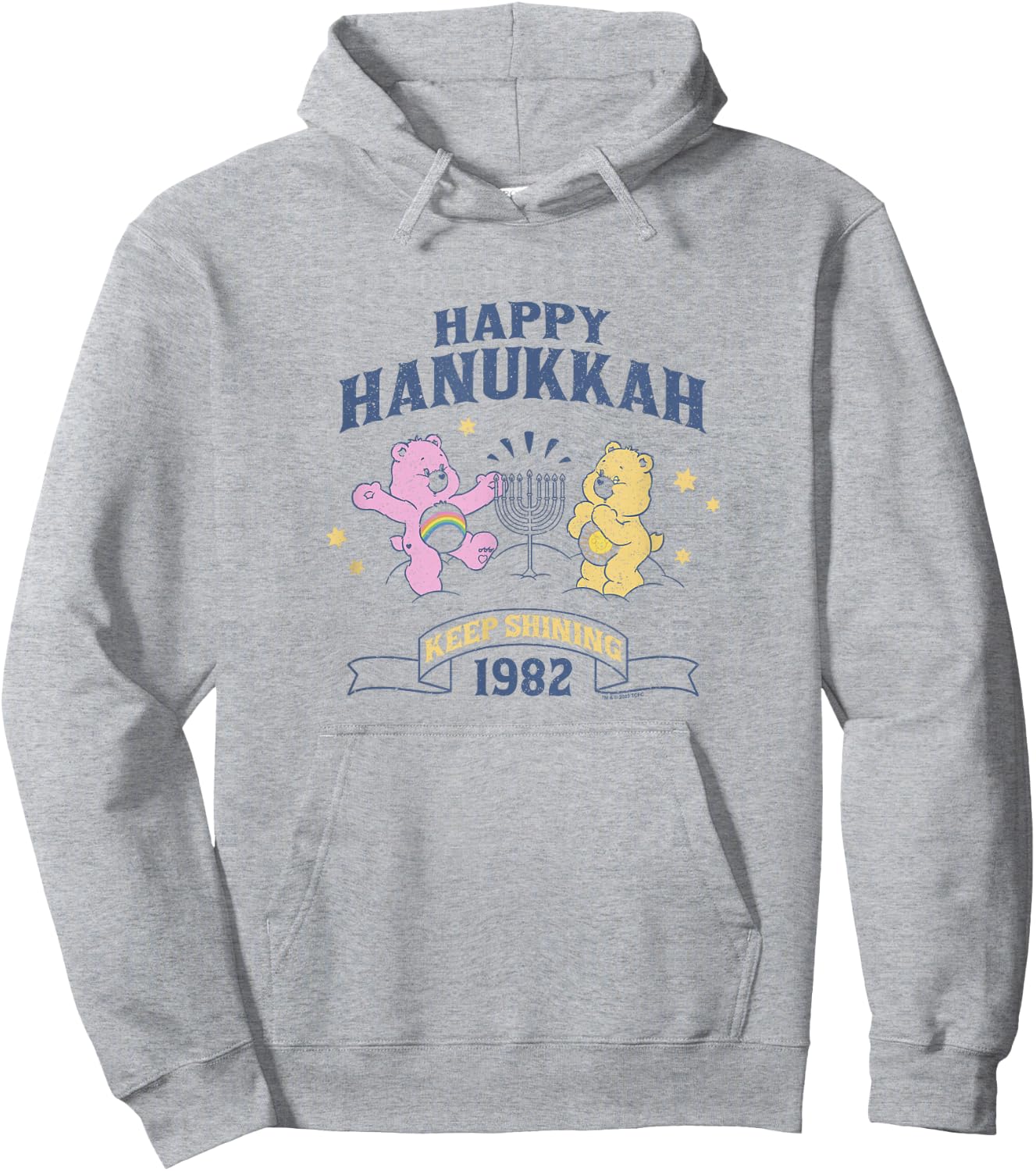 Care Bears Happy Hanukkah Keep Shining 1982 Vintage Holiday Hoodie - Hoodie | Ash