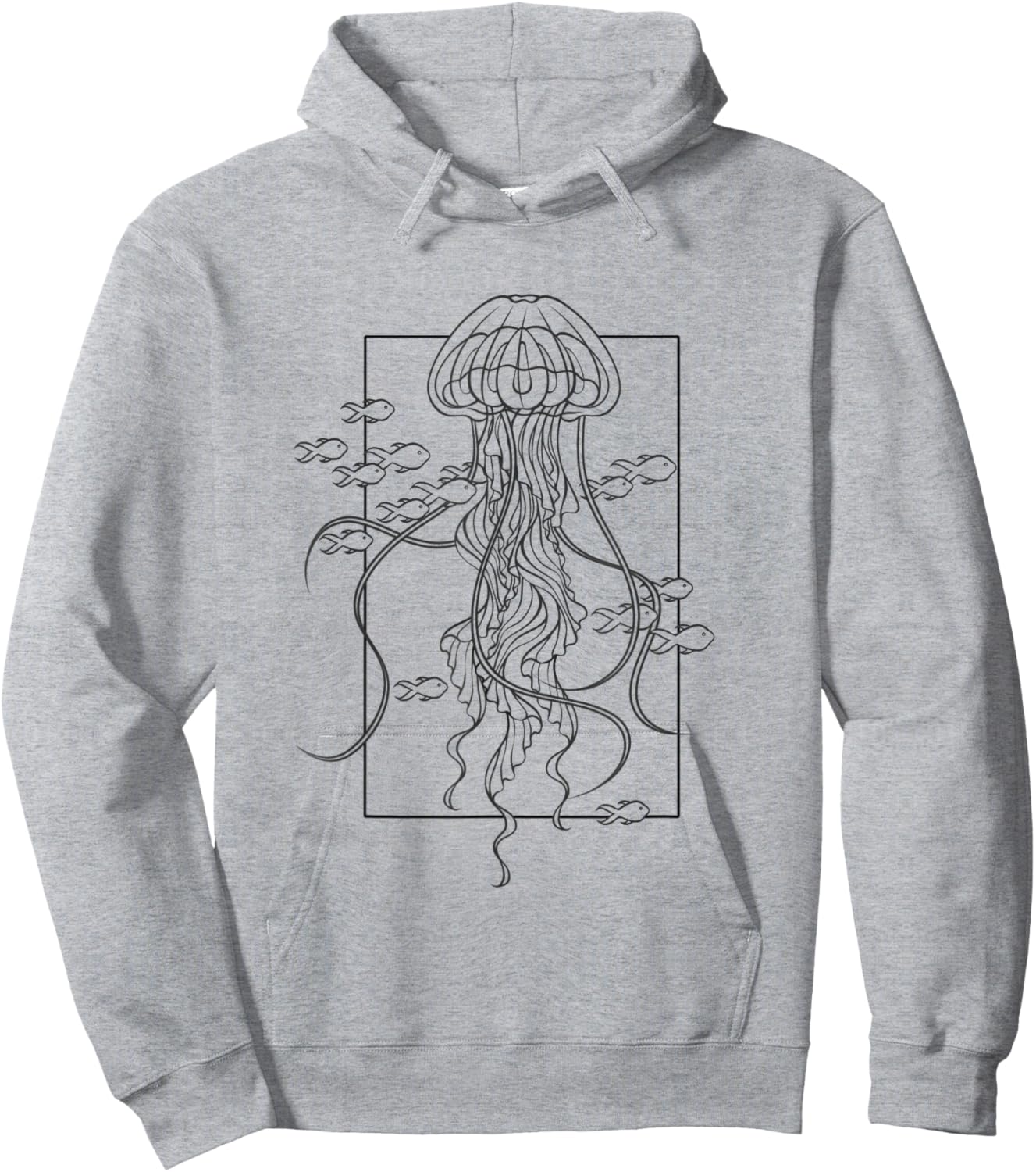 Graphic Jellyfish with Fishes in Sea Hoodie - Hoodie | Ash