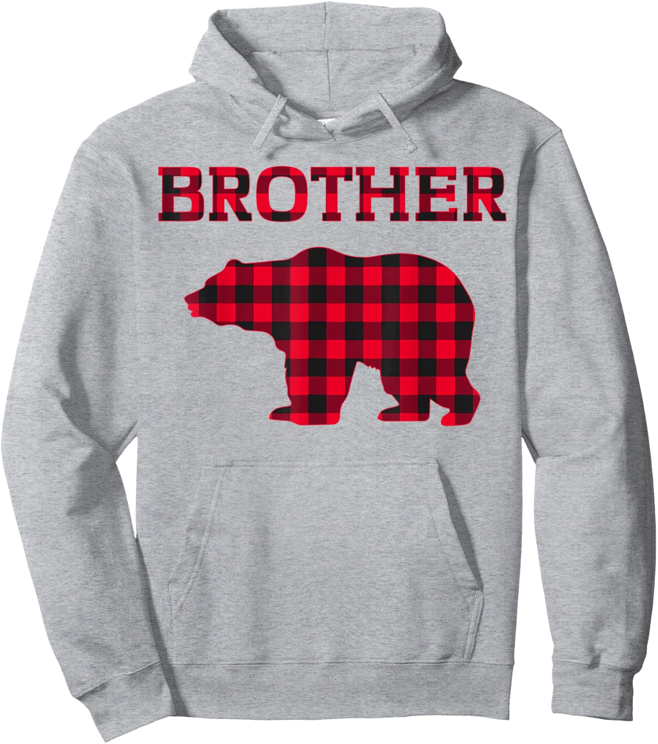 Red Plaid Brother Bear Christmas Buffalo Check Lover Pajama Hoodie - Hoodie | Ash