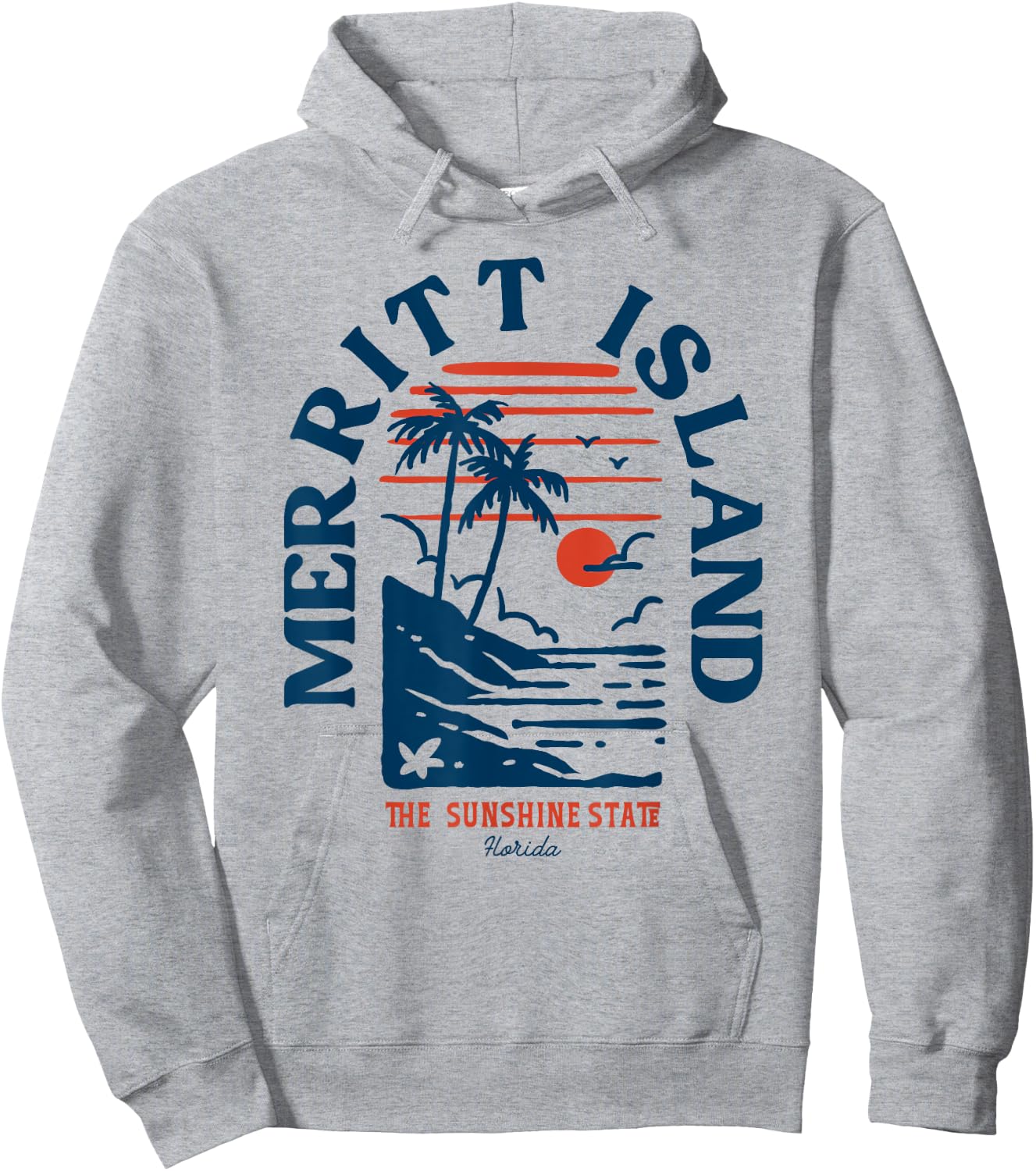 Merritt Island Florida Retro Surfer Vintage Beach Hoodie - Hoodie | Ash