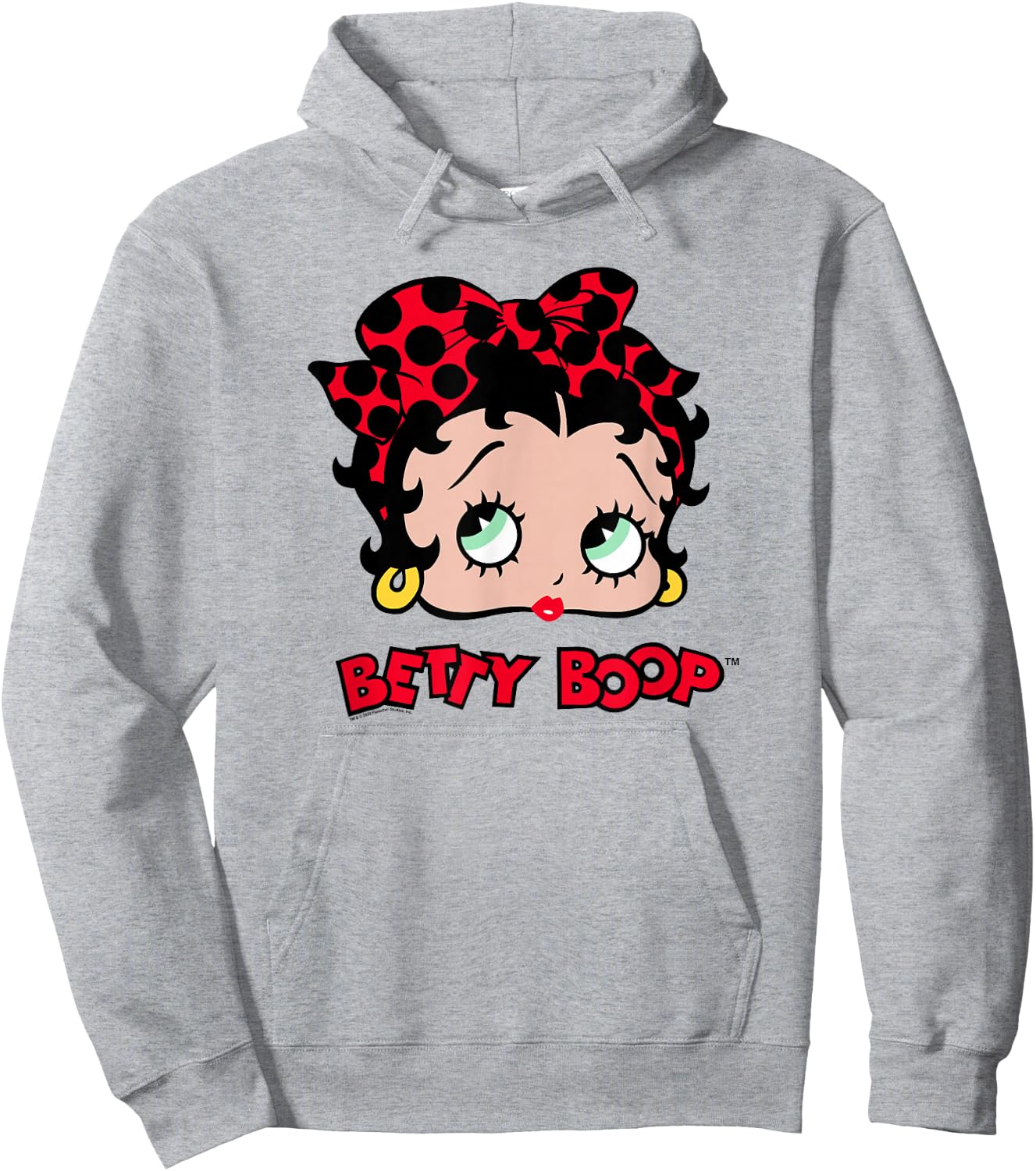 Betty Boop Vintage Classic Dotted Bow Pin Up Portrait Hoodie - Hoodie | Ash