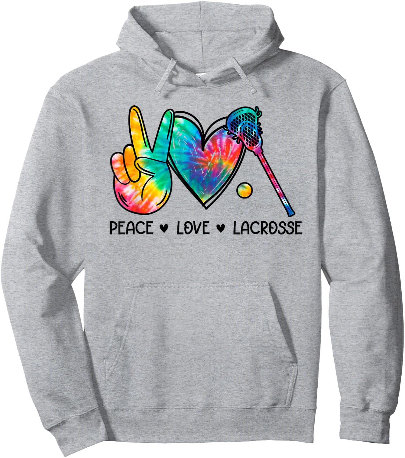 Peace Love Lacrosse Hoodie - Hoodie | Ash