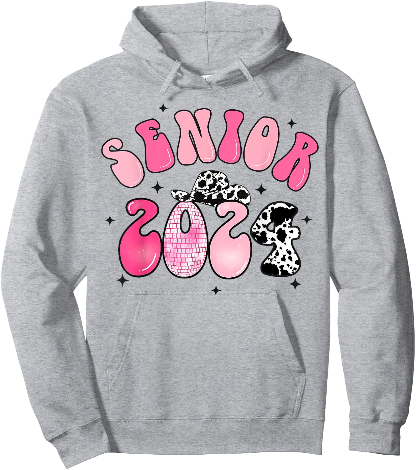 Class Of 2024 Senior Shirt Cowgirl Graduation Disco Groovy Hoodie - Hoodie | Ash