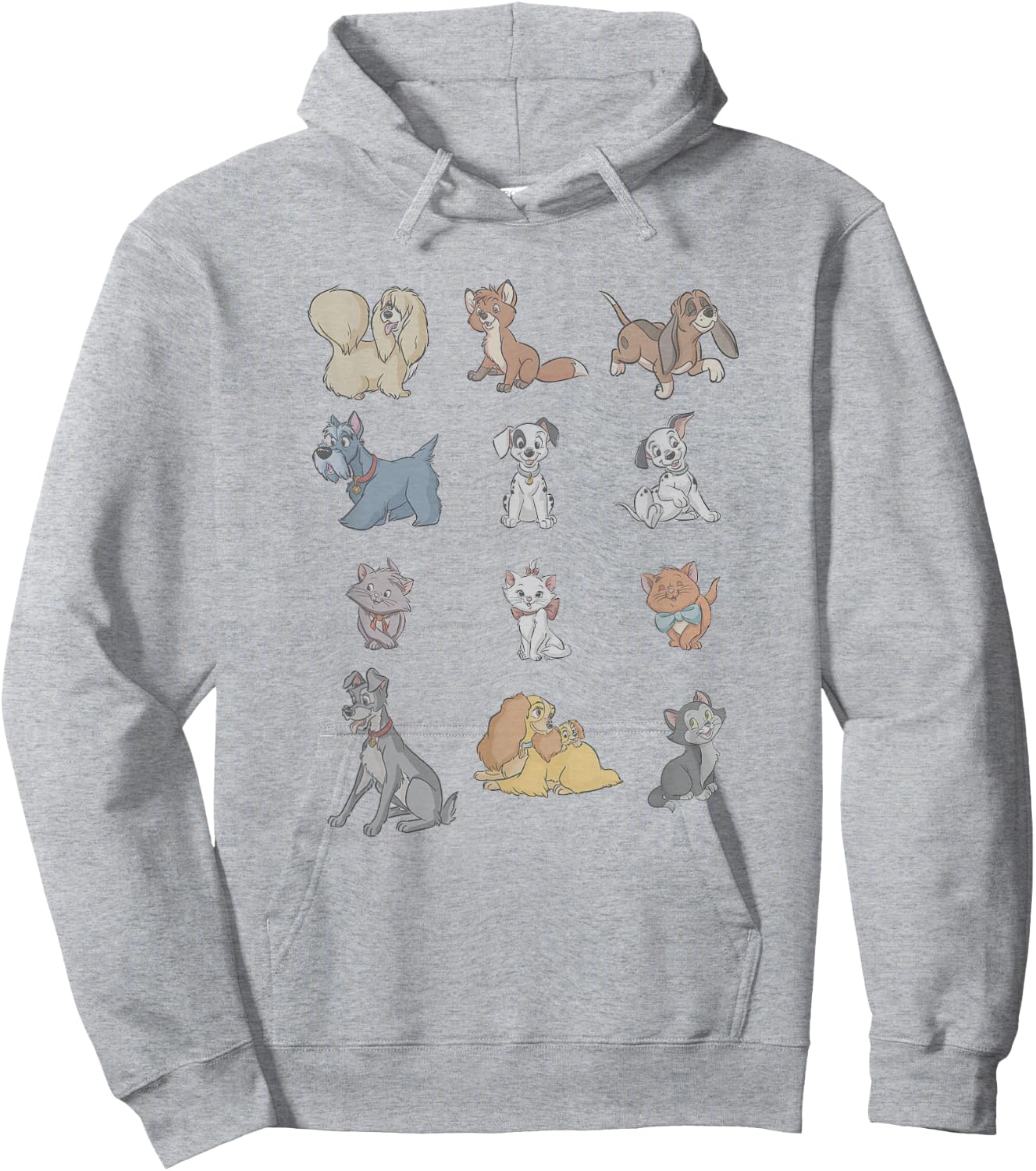 Disney Classic Characters Cats And Dogs Collage Vintage Hoodie - Hoodie | Ash