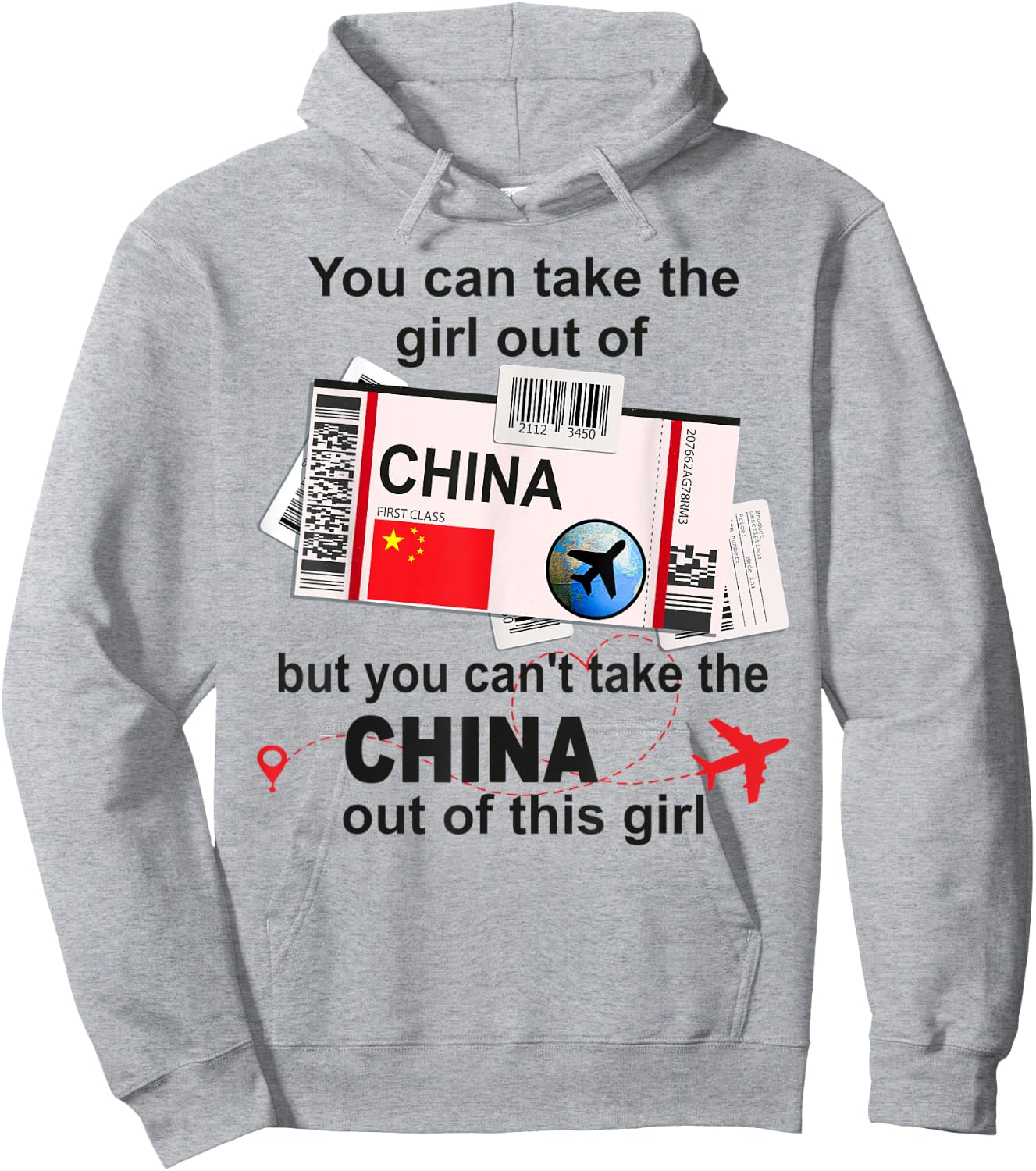 China Girl - China Boarding Pass - China Hoodie - Hoodie | Ash