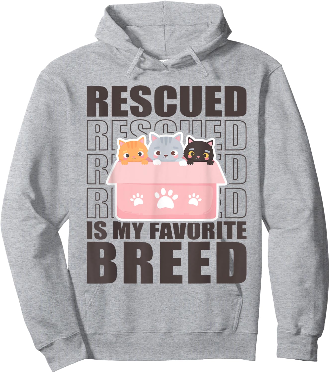 Rescued Is My Favorite Breed Cats Animal Volunteer Hoodie - Hoodie | Ash