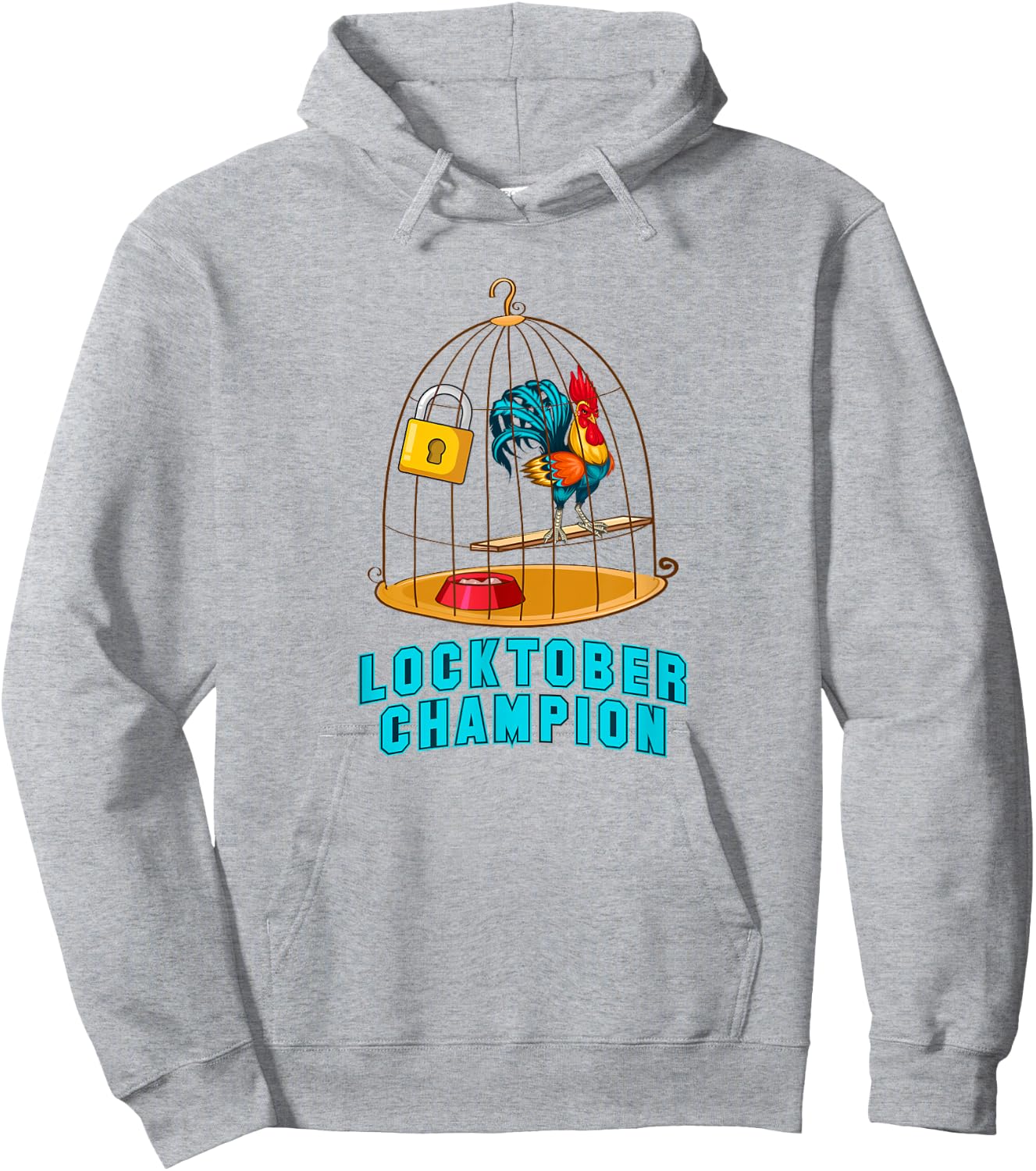 Red Rooster Cock Male Chastity Locktober Champion Chicken Hoodie - Hoodie | Ash