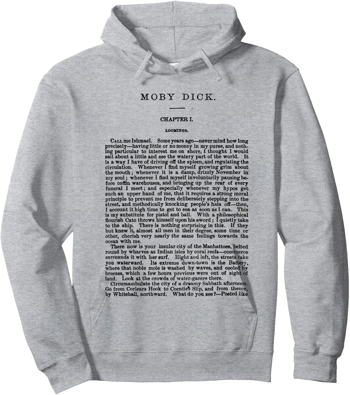 Moby Dick Herman Melville First Page Hoodie - Hoodie | Ash