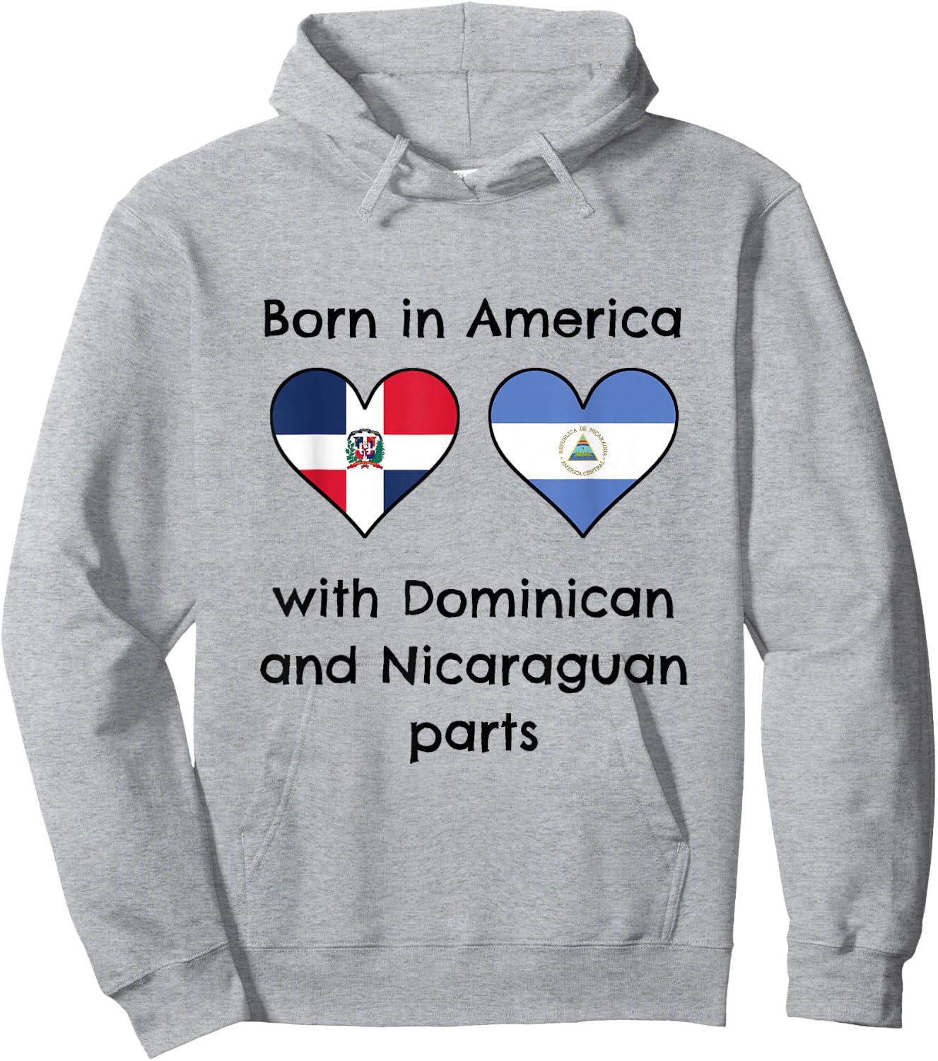 Born In America With Dominican and Nicaraguan Parts Flags Hoodie - Hoodie | Ash