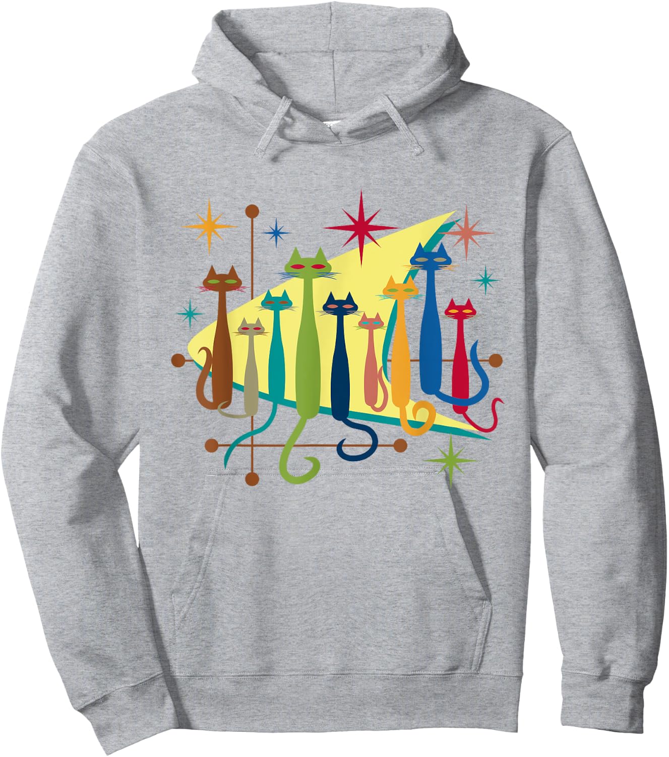Cats Vintage Retro Mid-Century Modern Look 50s 60s Style Hoodie - Hoodie | Ash