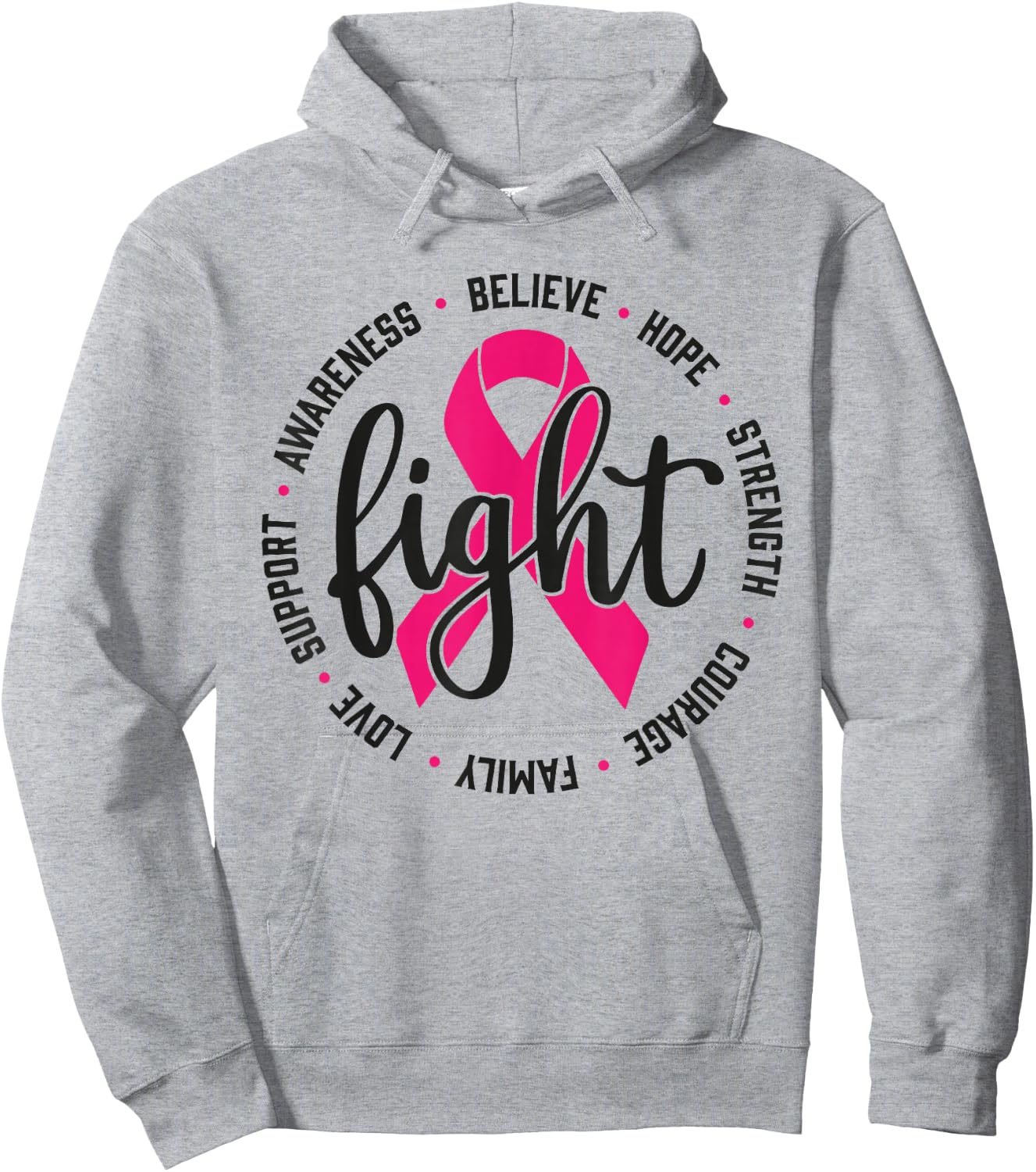 Fight Breast Survivor Pink Ribbon Breast Cancer Awareness Hoodie - Hoodie | Ash