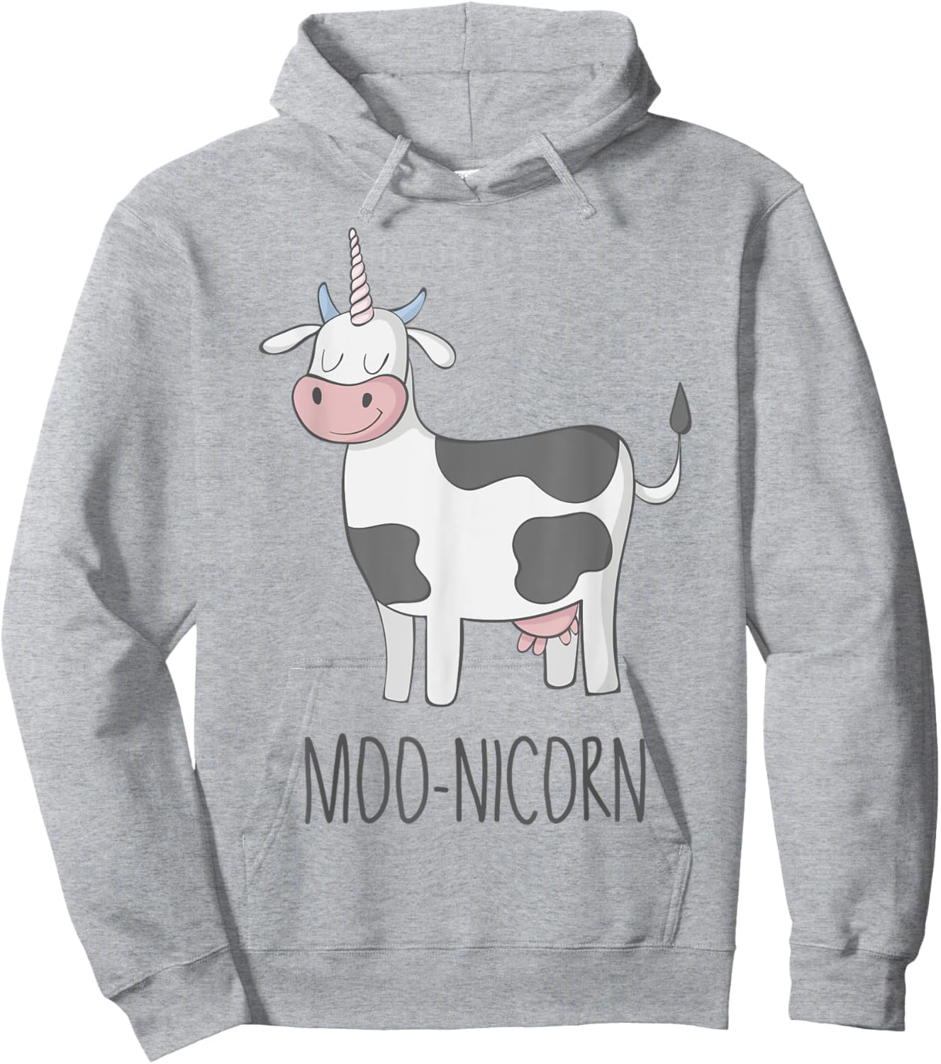 Moonicorn Funny Cow Unicorn T Shirt for Kids and Adults Hoodie - Hoodie | Ash