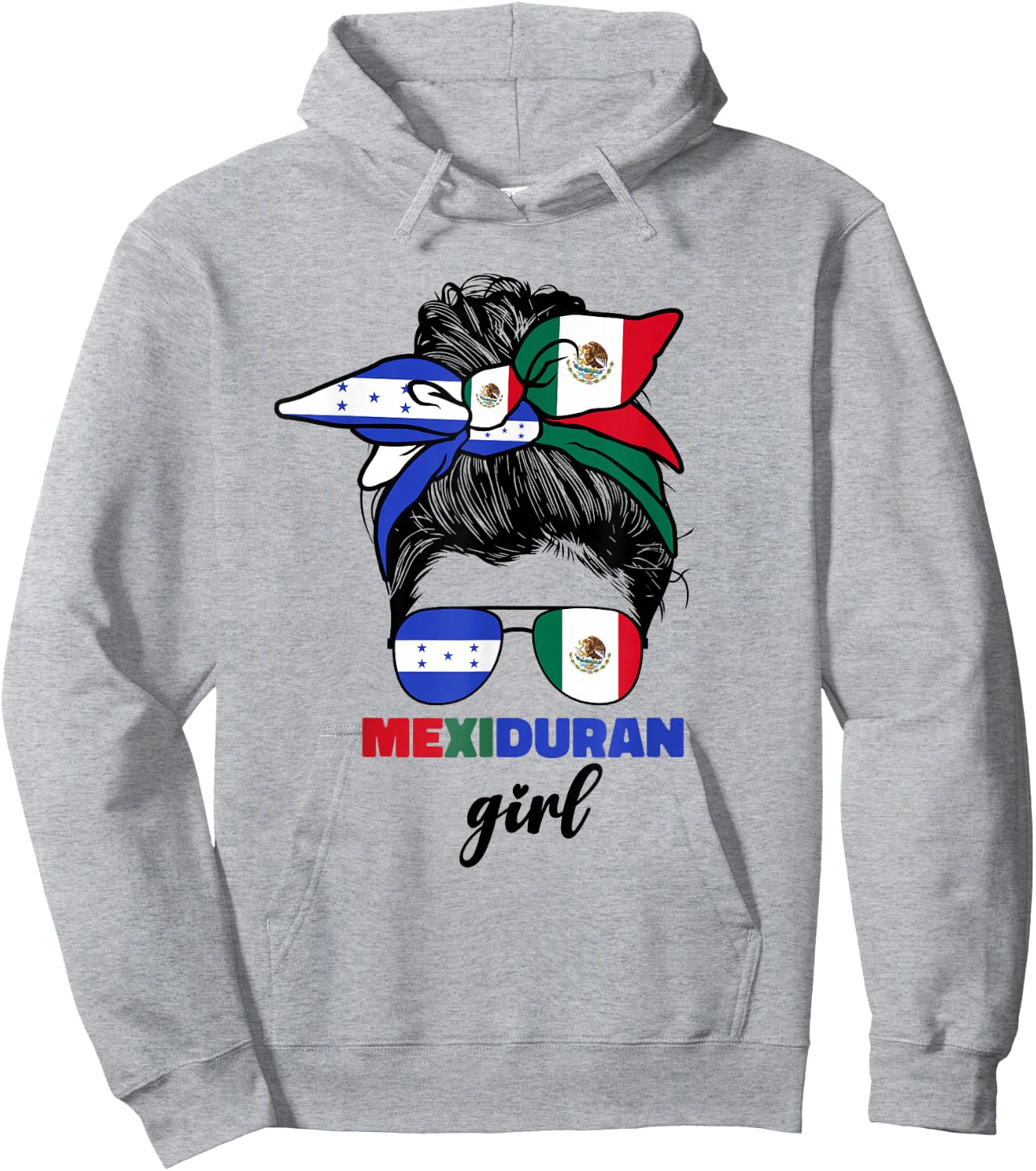 Half Mexican And Honduran Mexico Honduras Flag Girl Hoodie - Hoodie | Ash