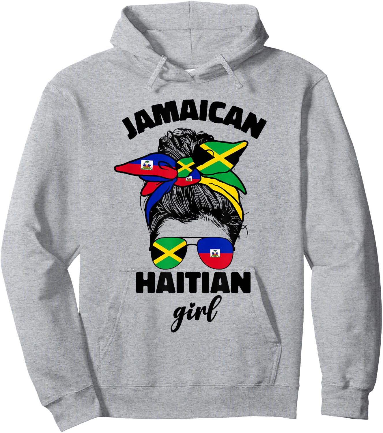 Half Jamaican Haitian Jamaica Flag Haiti Ayiti Girl Women Hoodie - Hoodie | Ash