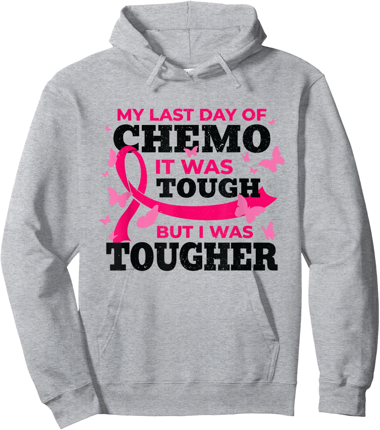 Breast Cancer Awareness My Last Day of Chemo Cancer Survivor Hoodie - Hoodie | Ash