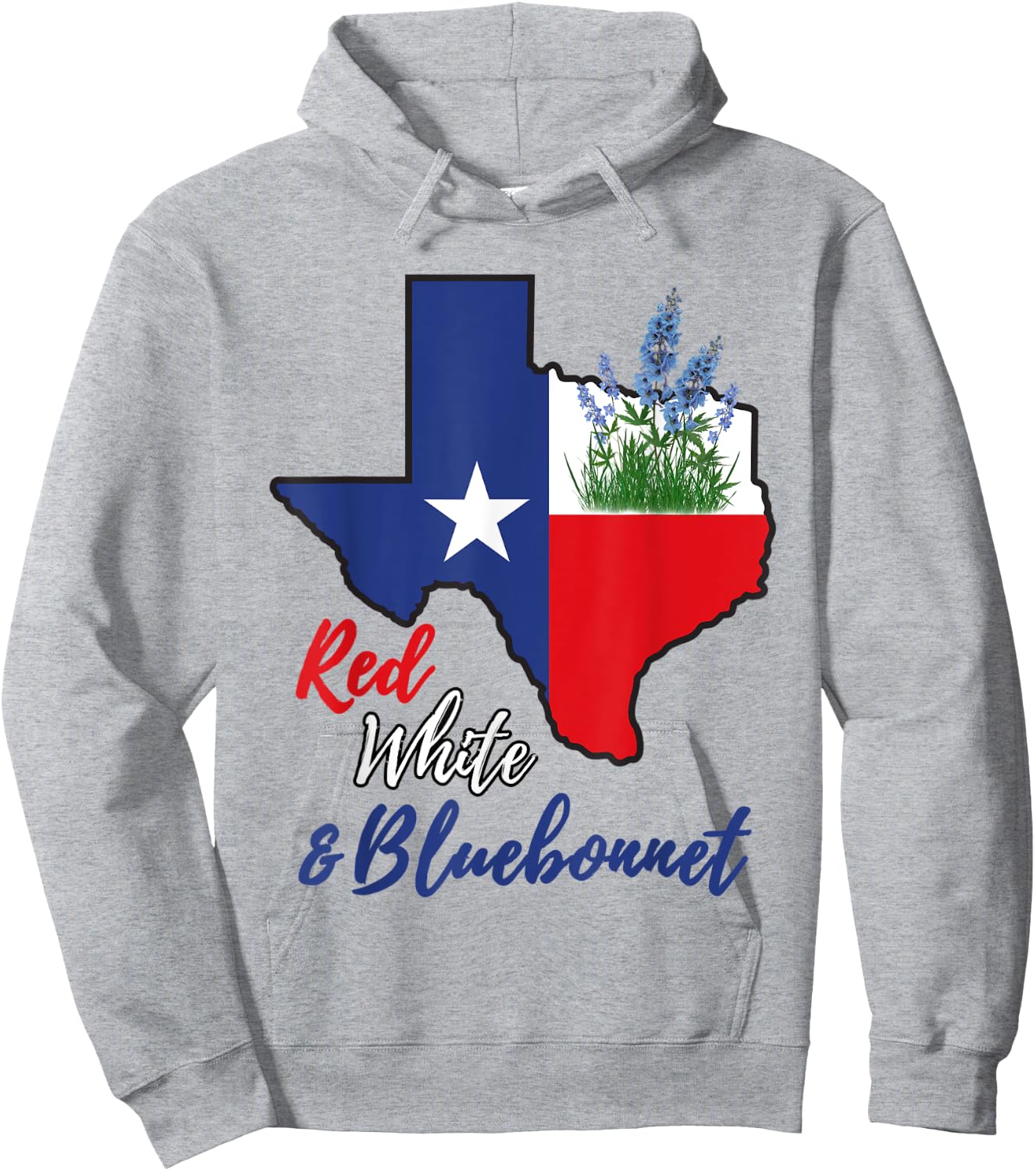 Texas Red White & Bluebonnet Flower State Pride Hoodie - Hoodie | Ash