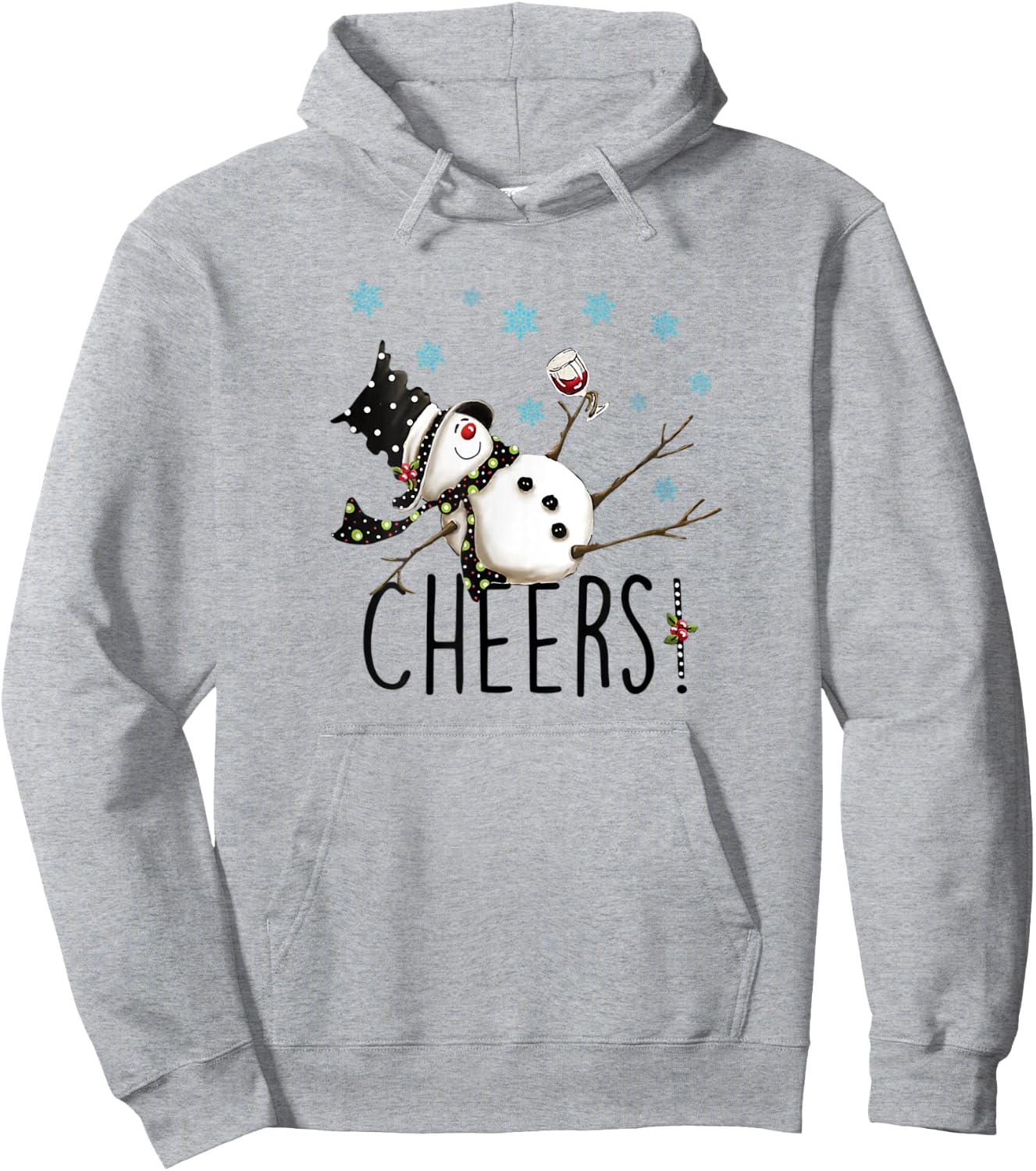 Cheers Snowman And Wine Christmas Apparel & Clothing Hoodie - Hoodie | Ash