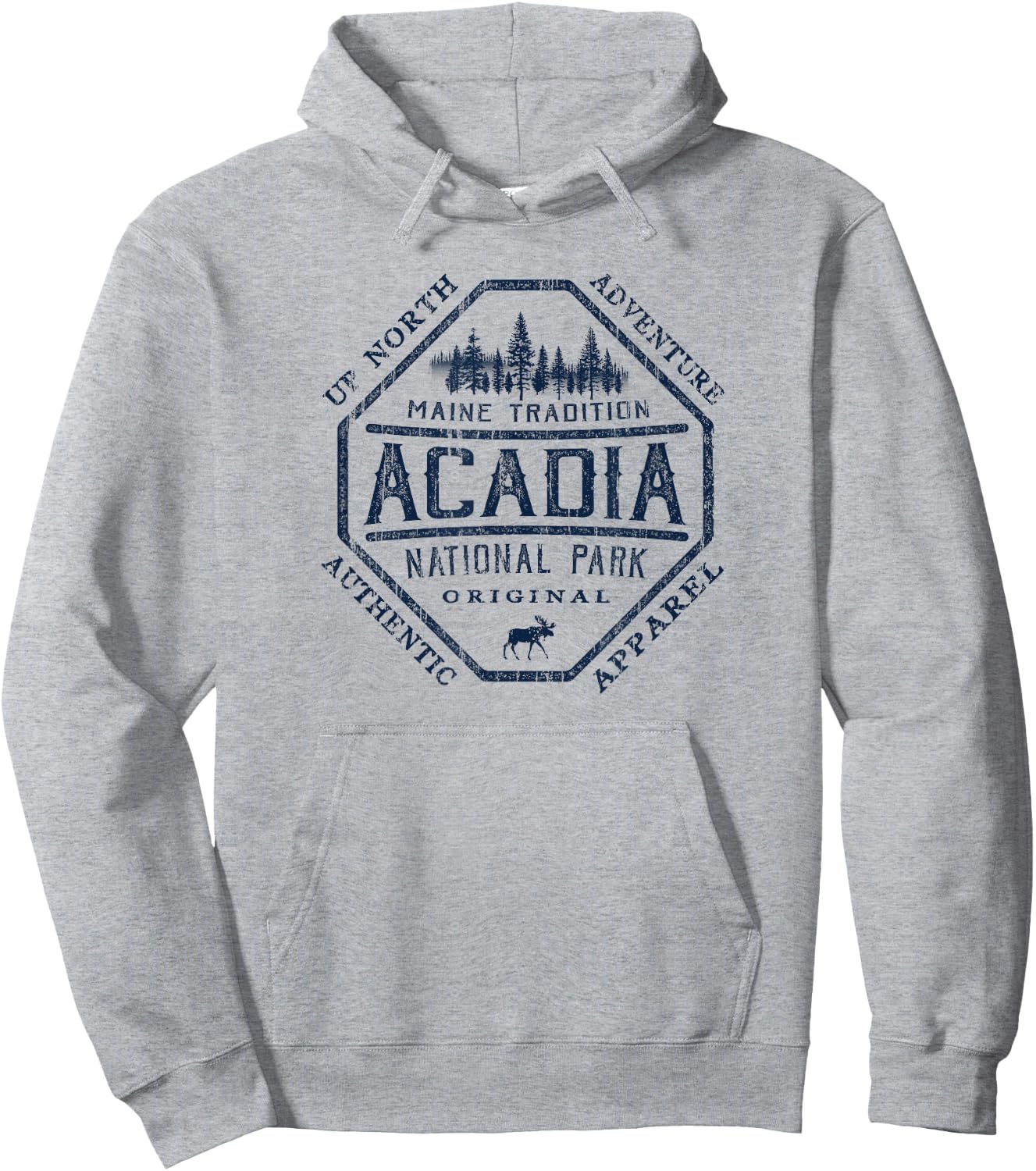 Acadia National Park Destinations Vintage , -Adults, Grey, Small, Short Sleeve, Classic Fit Hoodie - Hoodie | Ash