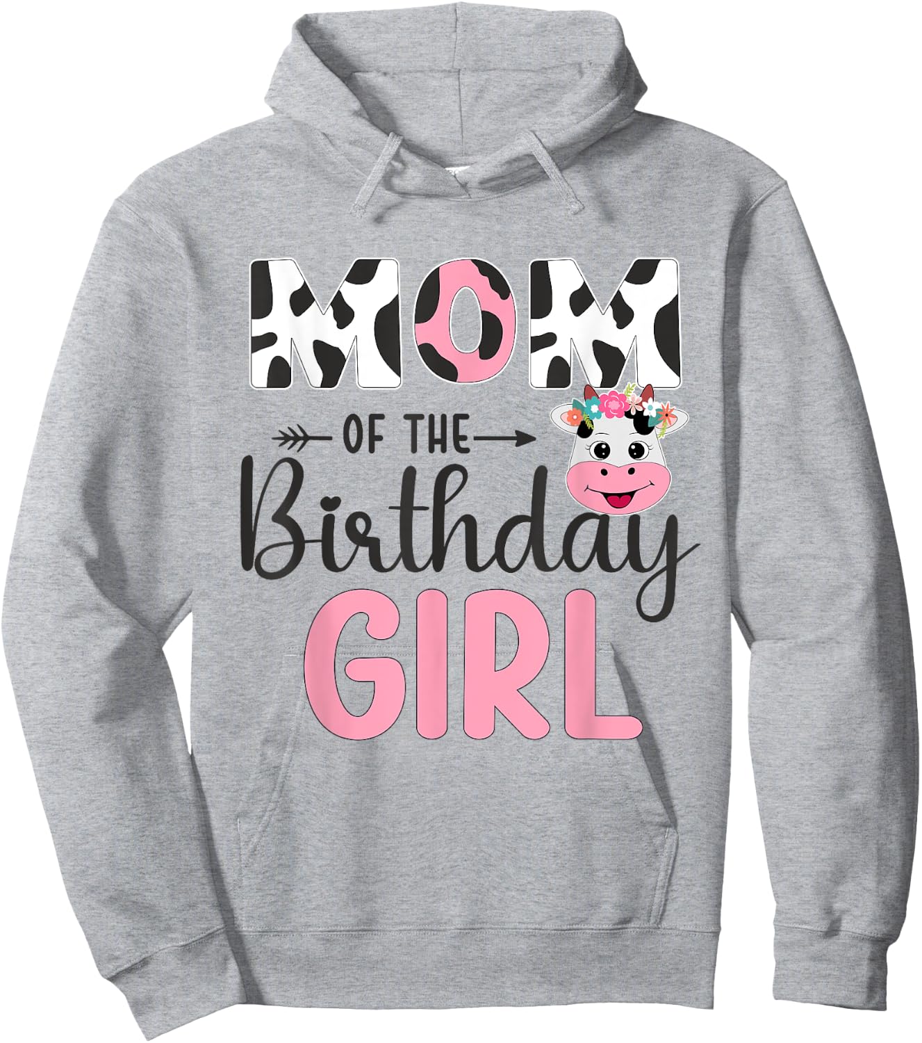 Mom Of The Birthday Girl Farm Cow 1 St Birthday Girl Hoodie - Hoodie | Ash