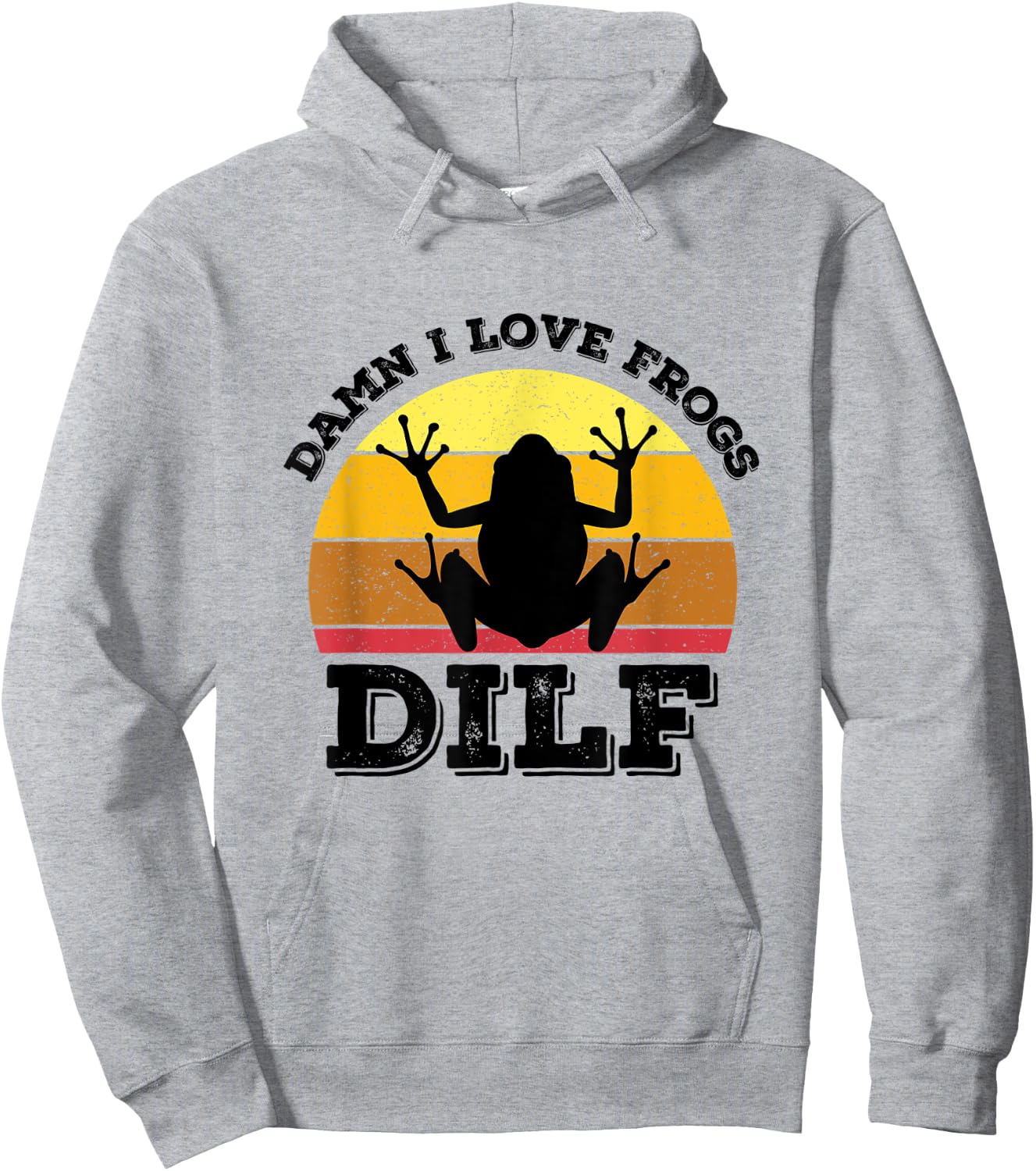 DILF Damn I Love Frogs Funny Retro Frog Amphibian Hoodie - Hoodie | Ash