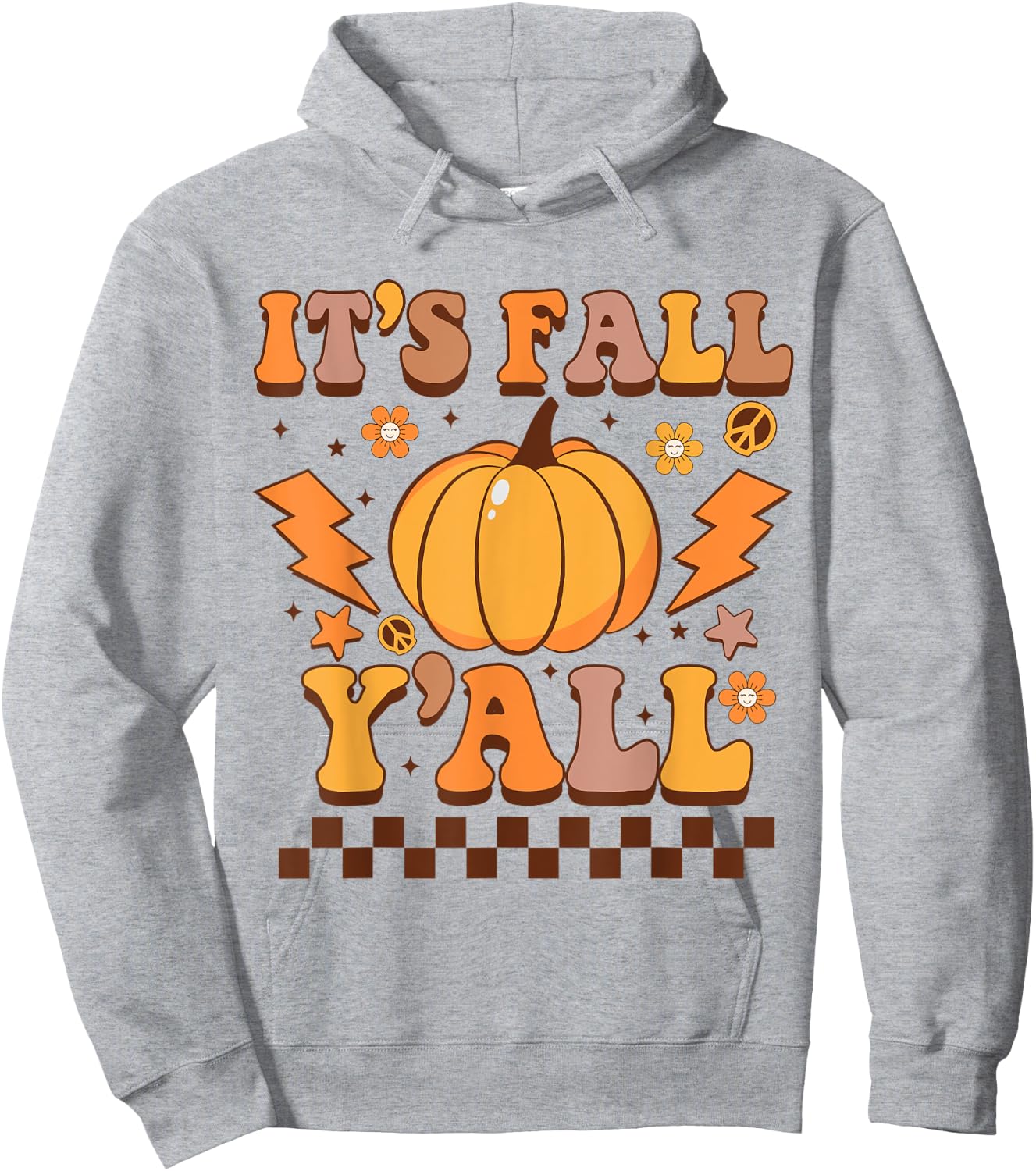 Happy Fall Y’all Pumpkin Groovy Its Fall Yall Women Kids Hoodie - Hoodie | Ash
