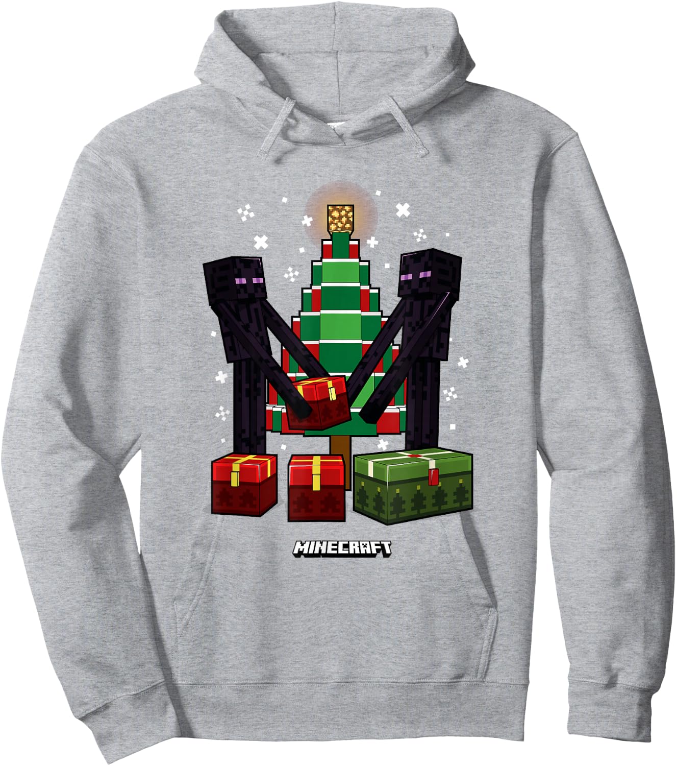 Minecraft Christmas Endermen Gift Exchange Xmas Tree Hoodie - Hoodie | Ash
