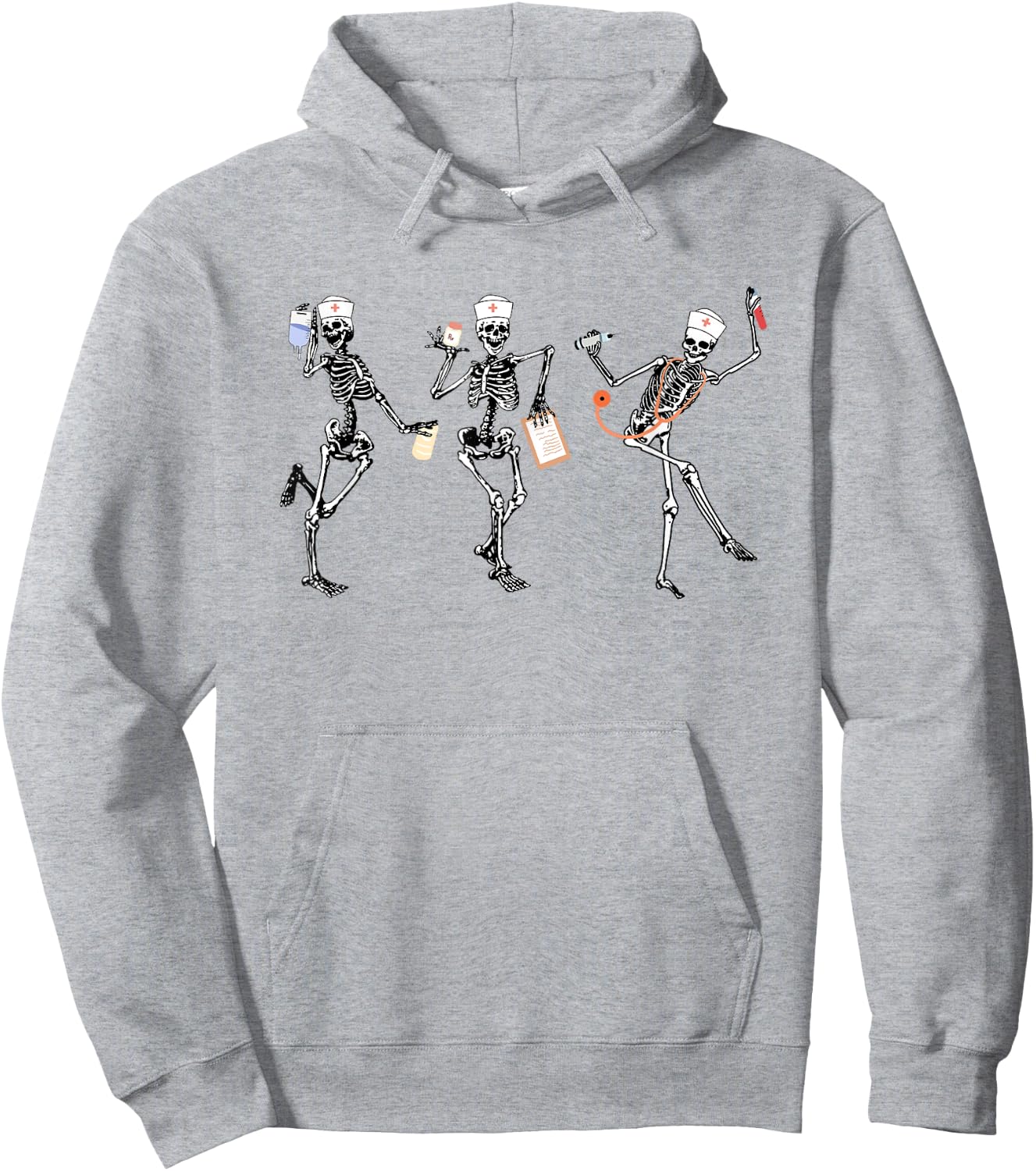 RN Nurse Halloween Dancing Skeleton Autumn Fall Women Hoodie - Hoodie | Ash