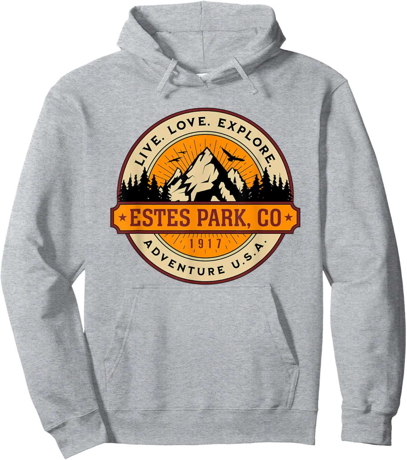 Estes Park Colorado Adventure USA Vintage Style Design Hoodie - Hoodie | Ash