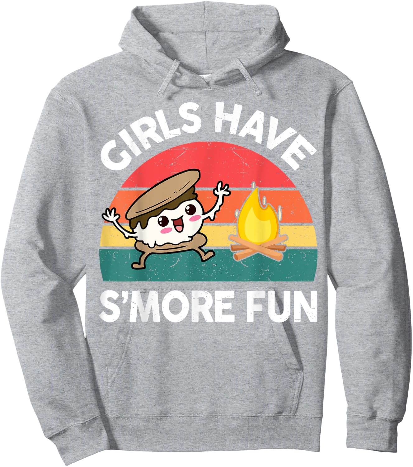 Girl Have Smore Fun One Happy Camper Kids Toddler Camping Hoodie - Hoodie | Ash