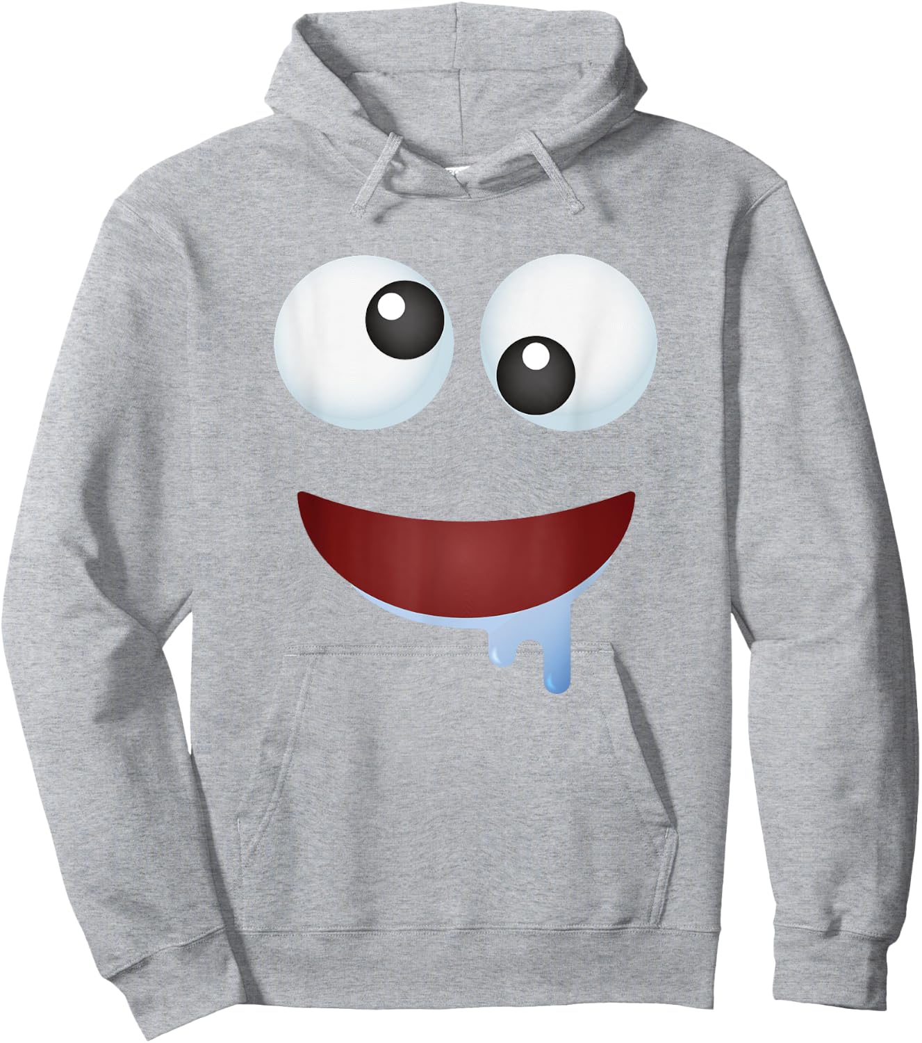 Funny Group Costume Halloween Team Outfit Drooling Emoticon Hoodie - Hoodie | Ash