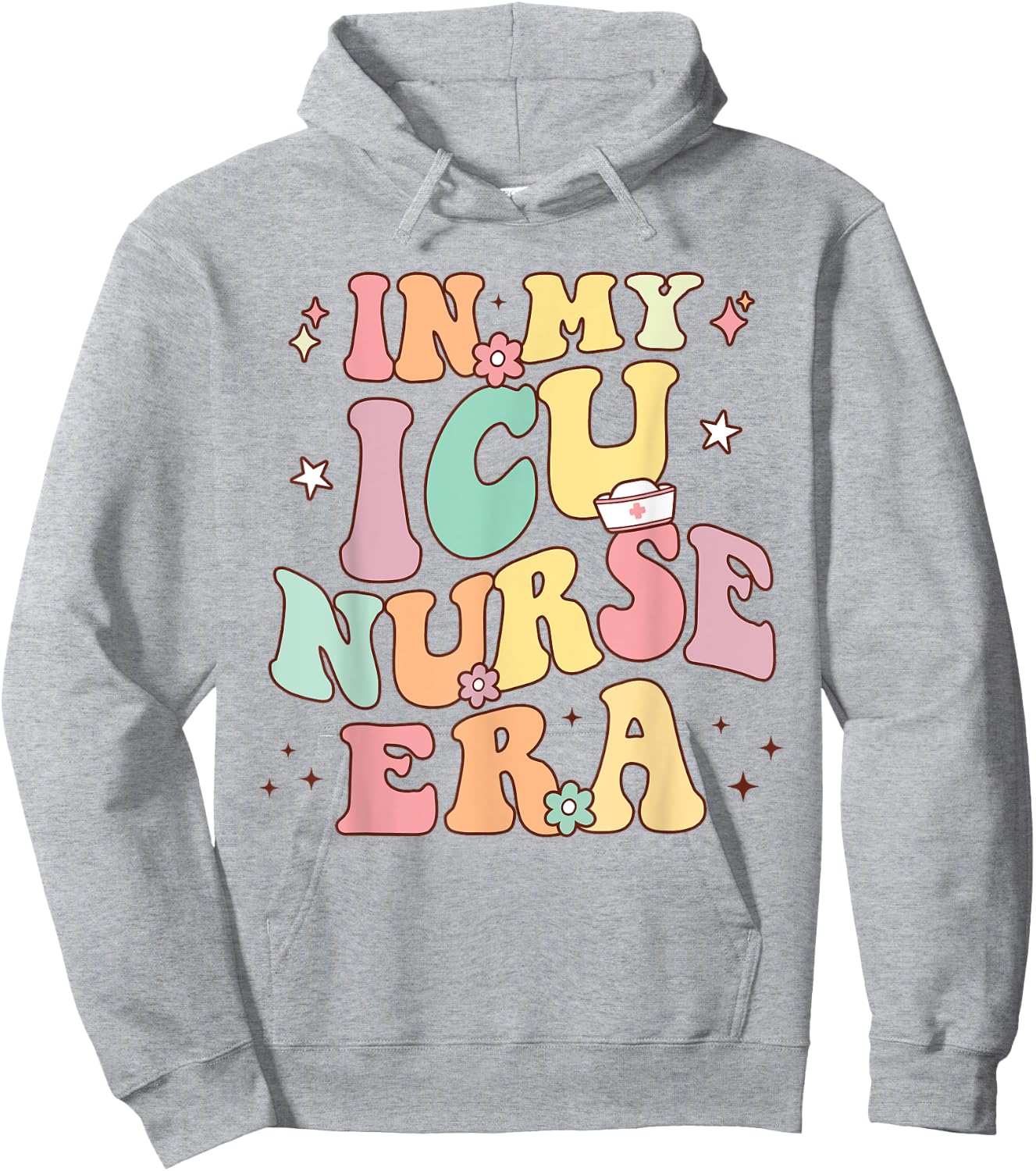 In My ICU Nurse Era Retro Nursing School Intensive Care Unit Hoodie - Hoodie | Ash