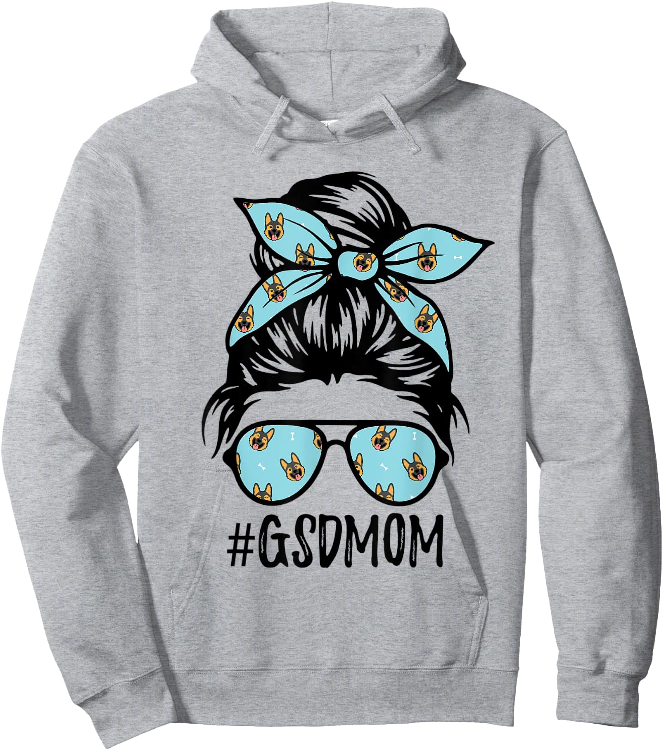 GSD Mom Life German Shepherd Mama Messy Bun Women Dog Mother Hoodie - Hoodie | Ash