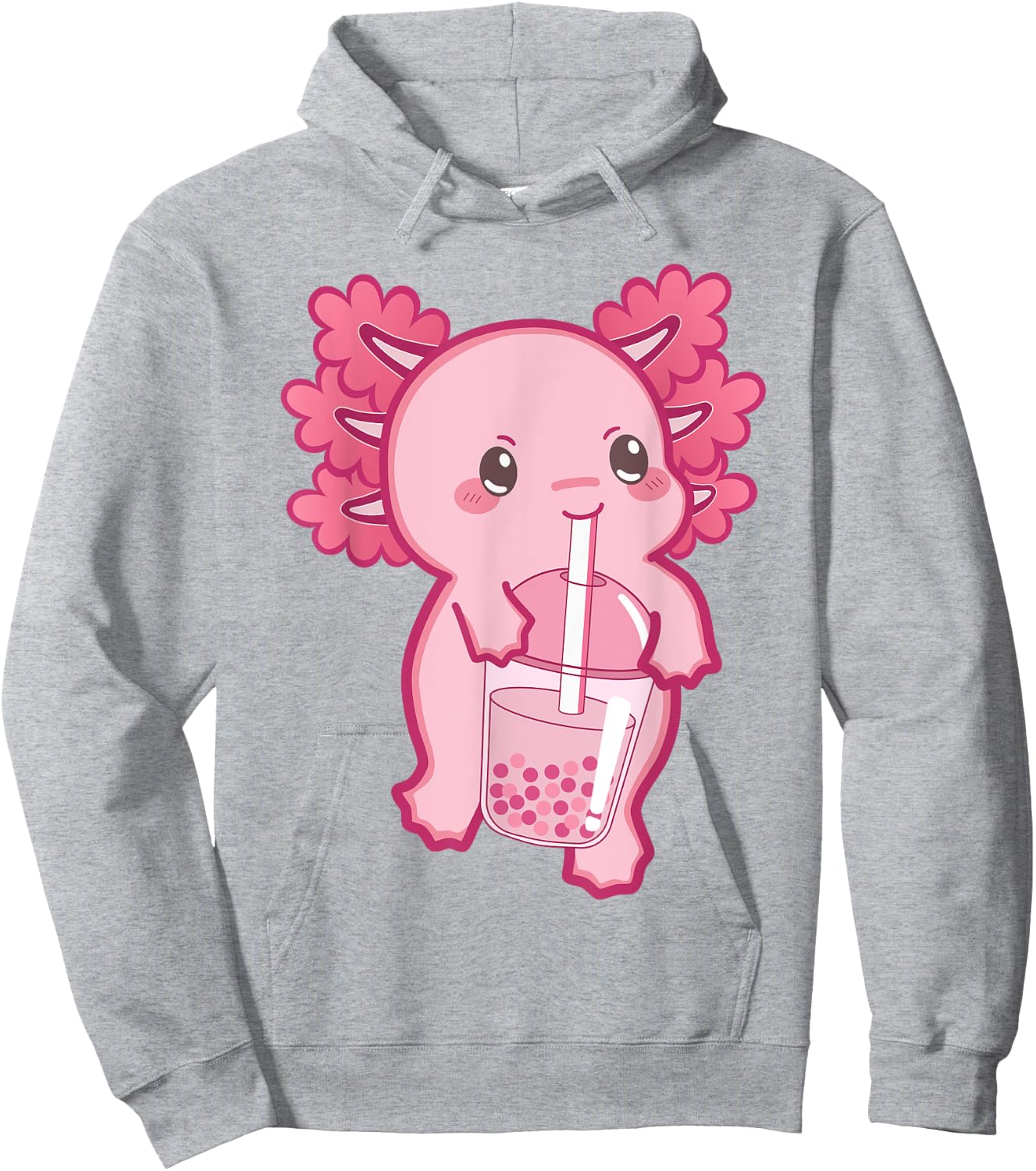 Kawaii Axolotl Boba Bubble Tea Teen Girl Kids Japanese Anime Hoodie - Hoodie | Ash