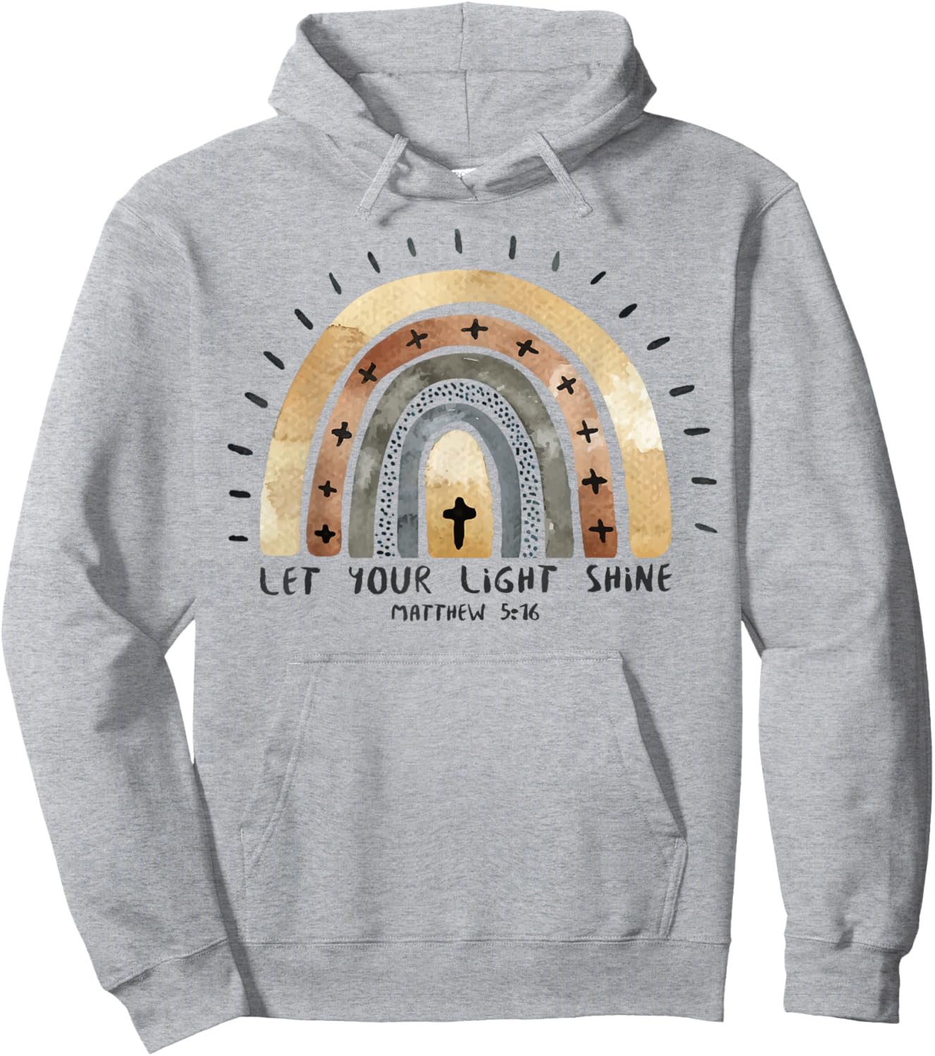Trendy Christian Rainbow Saying Let Your Light Shine Hoodie - Hoodie | Ash