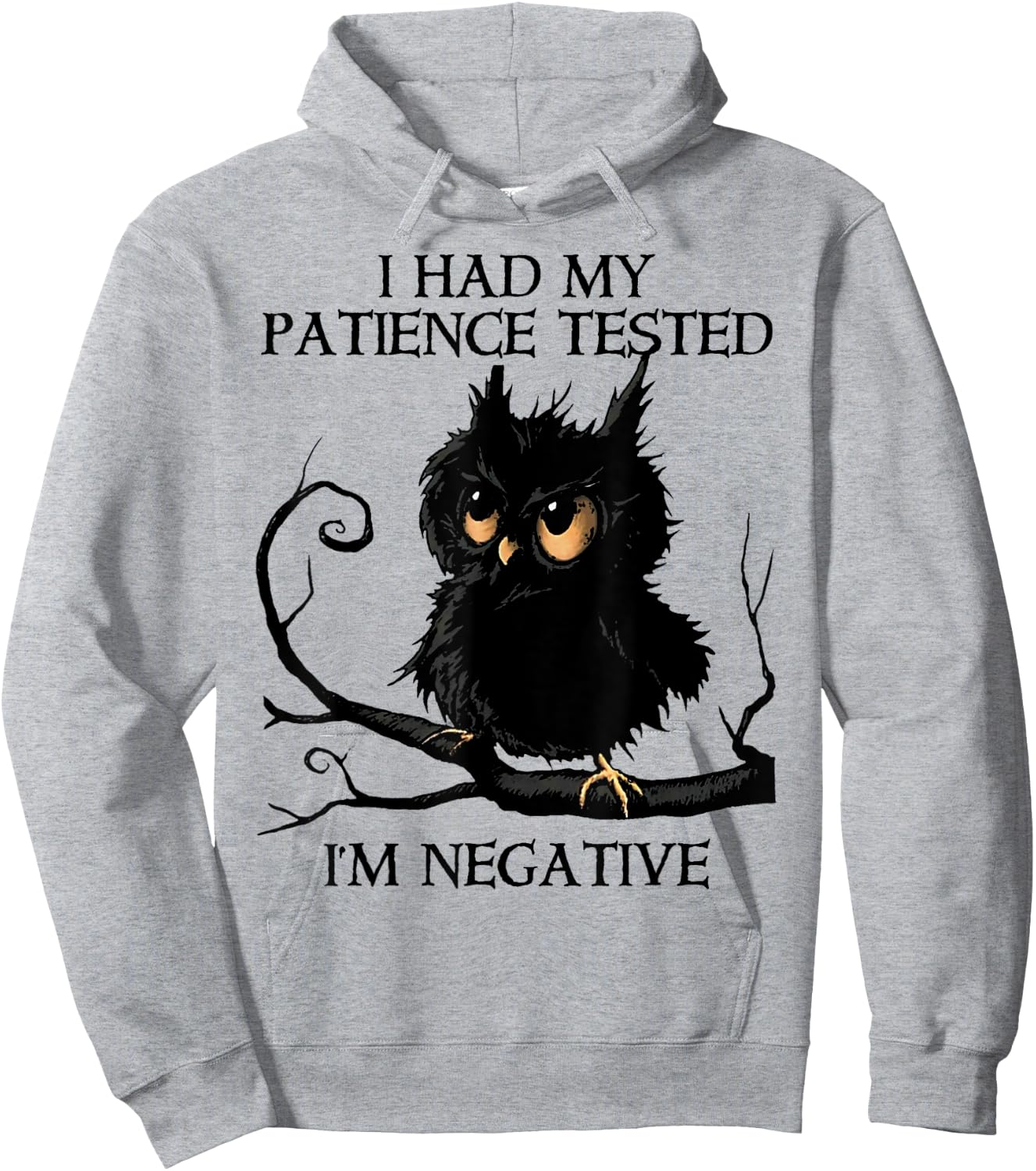 Funny I Had My Patience Tested I'm Negative Owl Gift Hoodie - Hoodie | Ash