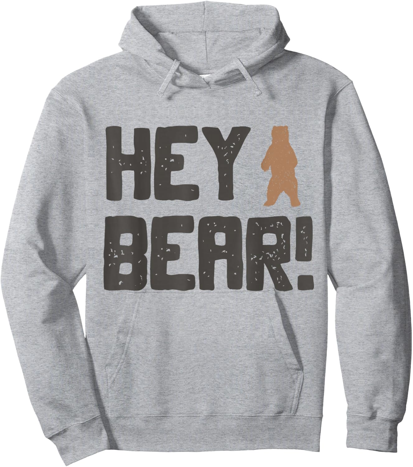 Hey Bear! Funny Hiking Outdoors Black Grizzly Bear Survival Hoodie - Hoodie | Ash