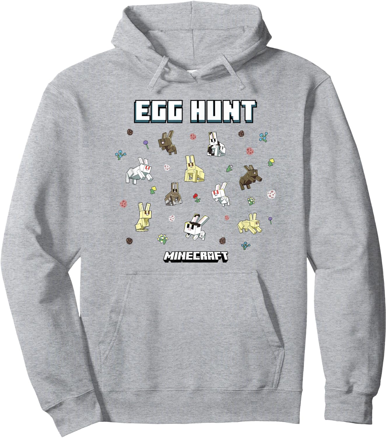 Minecraft Easter Egg Hunt Jumping Rabbits Eggs And Flowers Hoodie - Hoodie | Ash