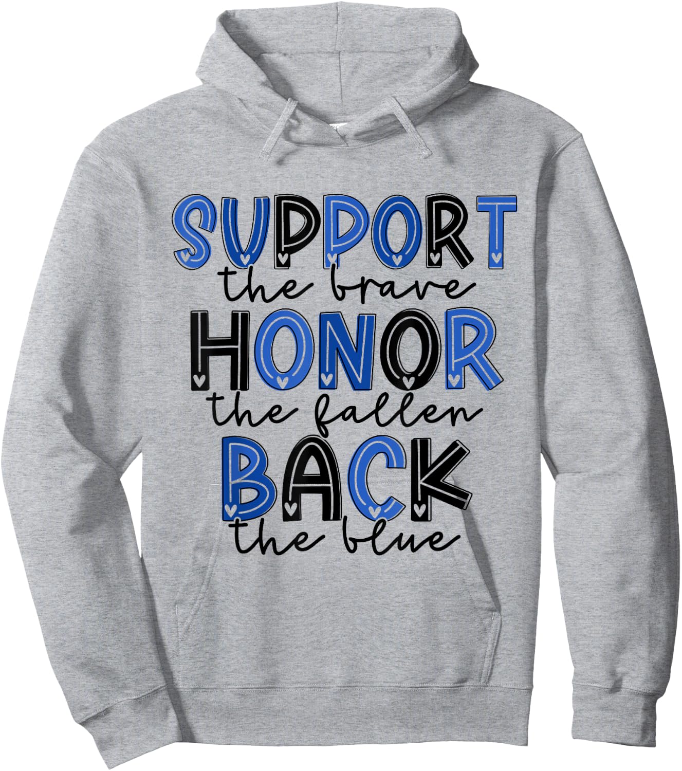 Support the Brave Honor The Fallen Back The Blue Police Wife Hoodie - Hoodie | Ash