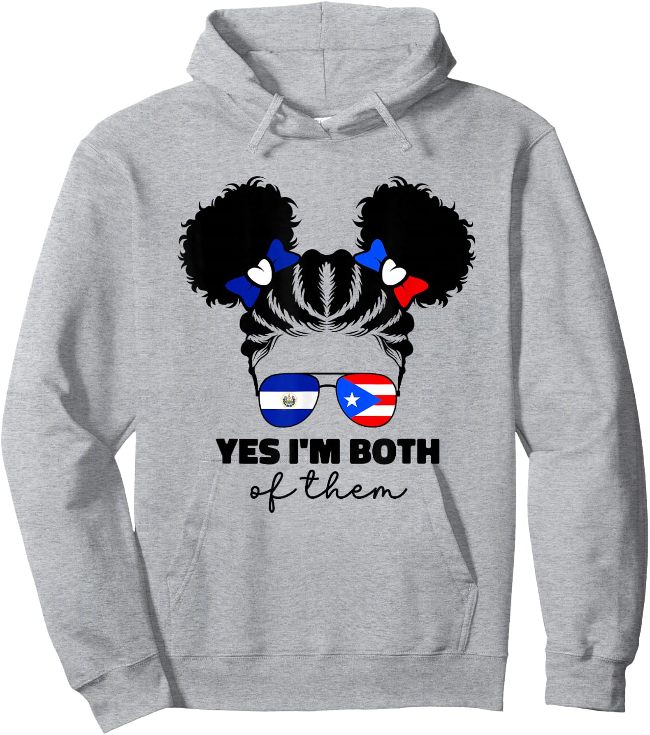 Half Salvadorian And Puerto Rican Rico El Salvador Flag Gril Hoodie - Hoodie | Ash