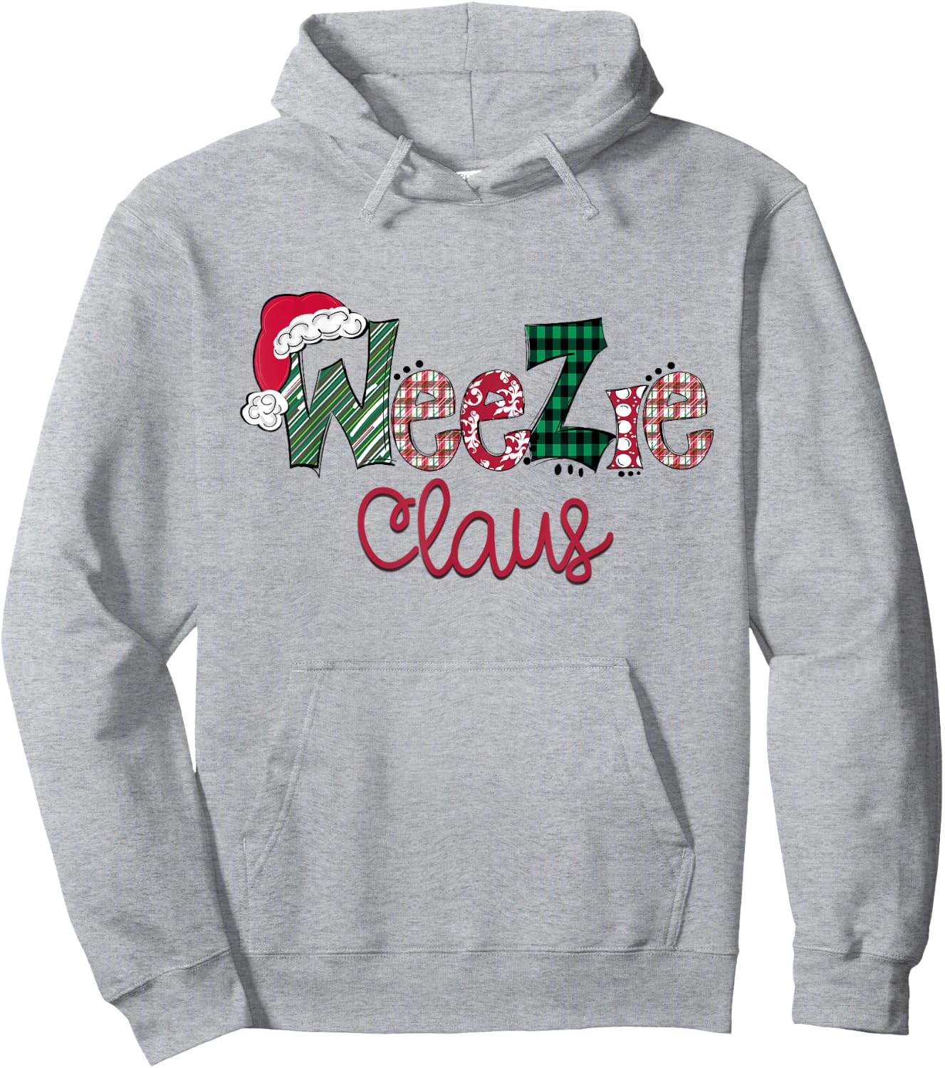 Christmas WeeZie Claus Pajama Suit Santa Hat X-mas Hoodie - Hoodie | Ash