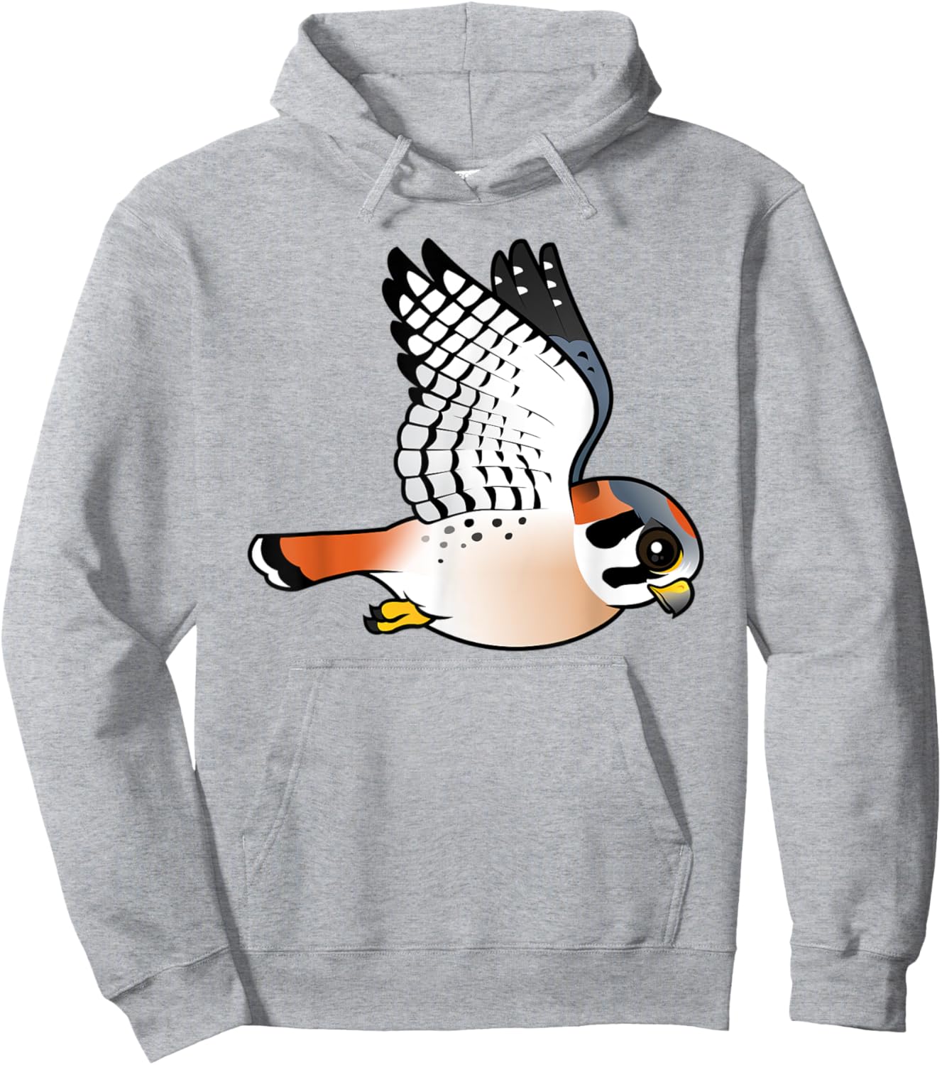 Cute Cartoon Flying Kestrel Falcon | Bird of Prey Raptor Hoodie - Hoodie | Ash
