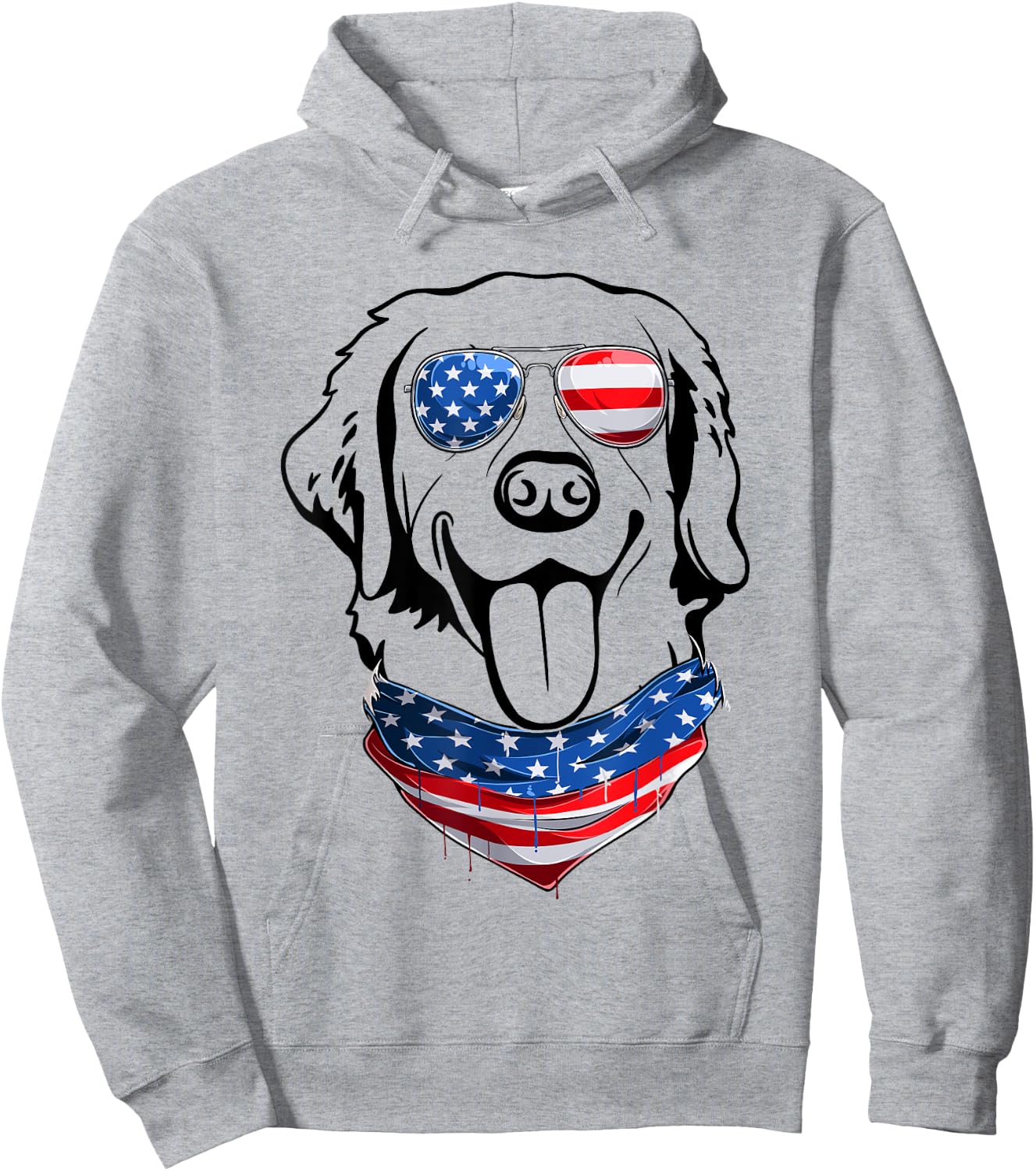 Labrador 4th of July Patriotic American Flag Labrador Dog Hoodie - Hoodie | Ash