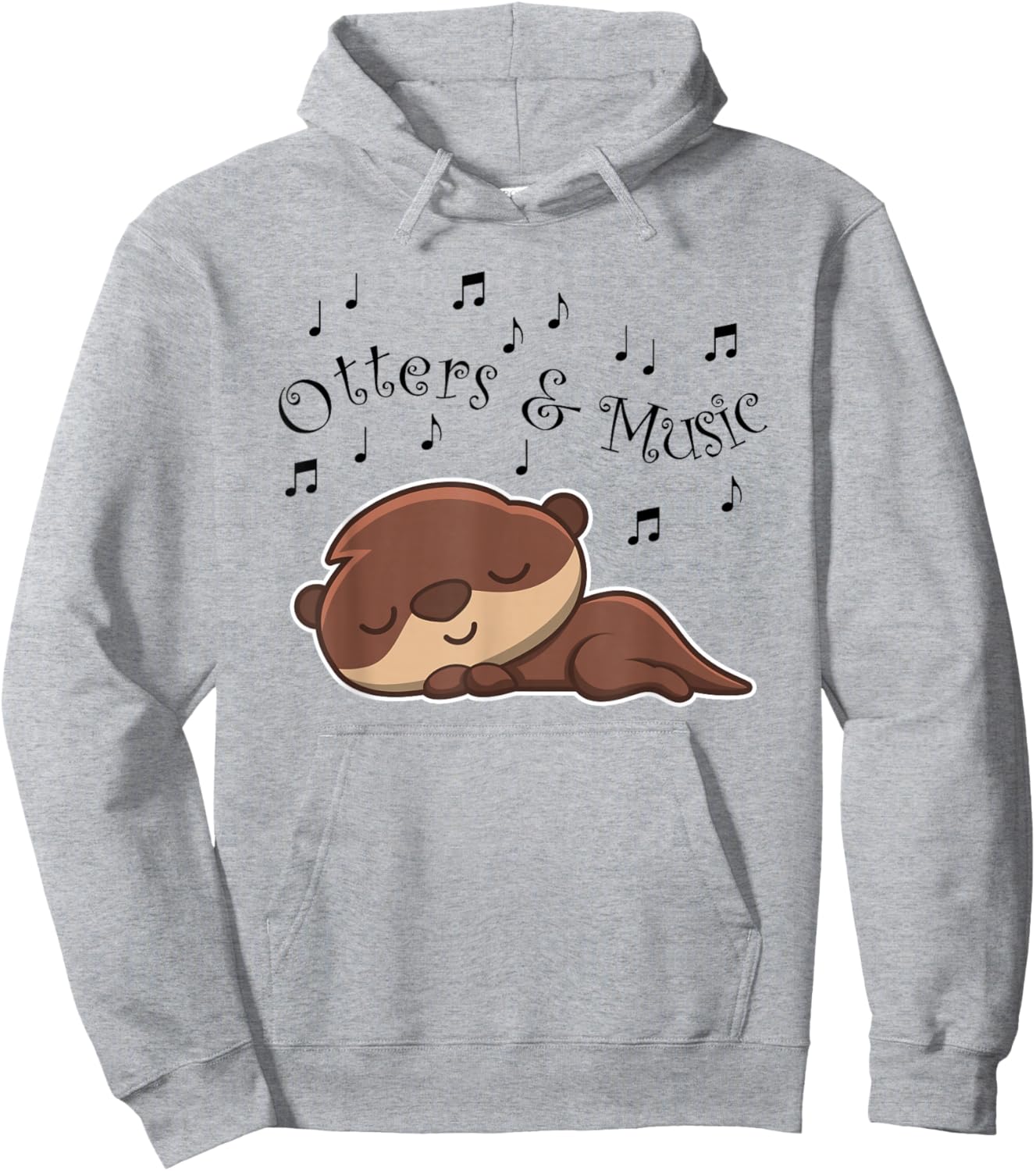 Otters and Music Notes Musician Clef Cute Sea Otter Hoodie - Hoodie | Ash