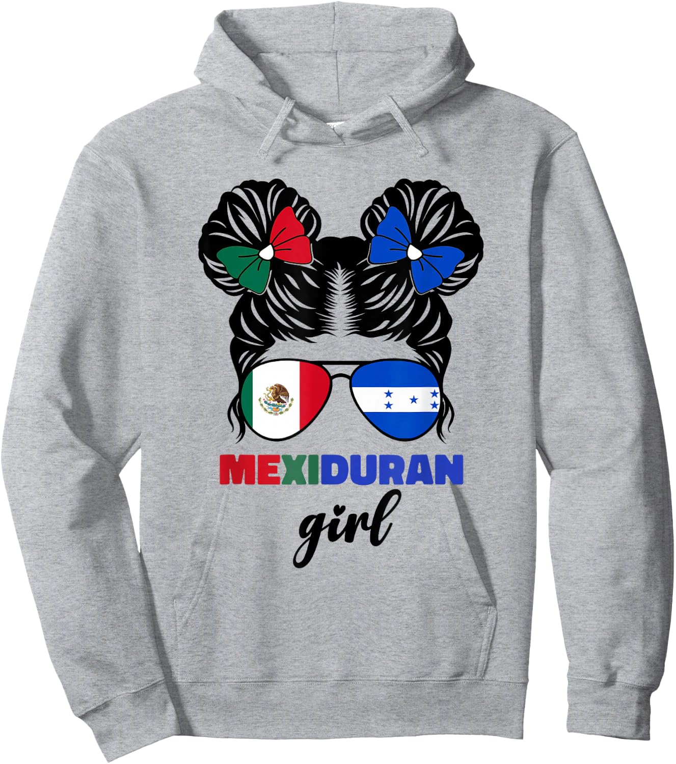 Half Mexican and Honduran Mexico Honduras Flag Girls Kids Hoodie - Hoodie | Ash