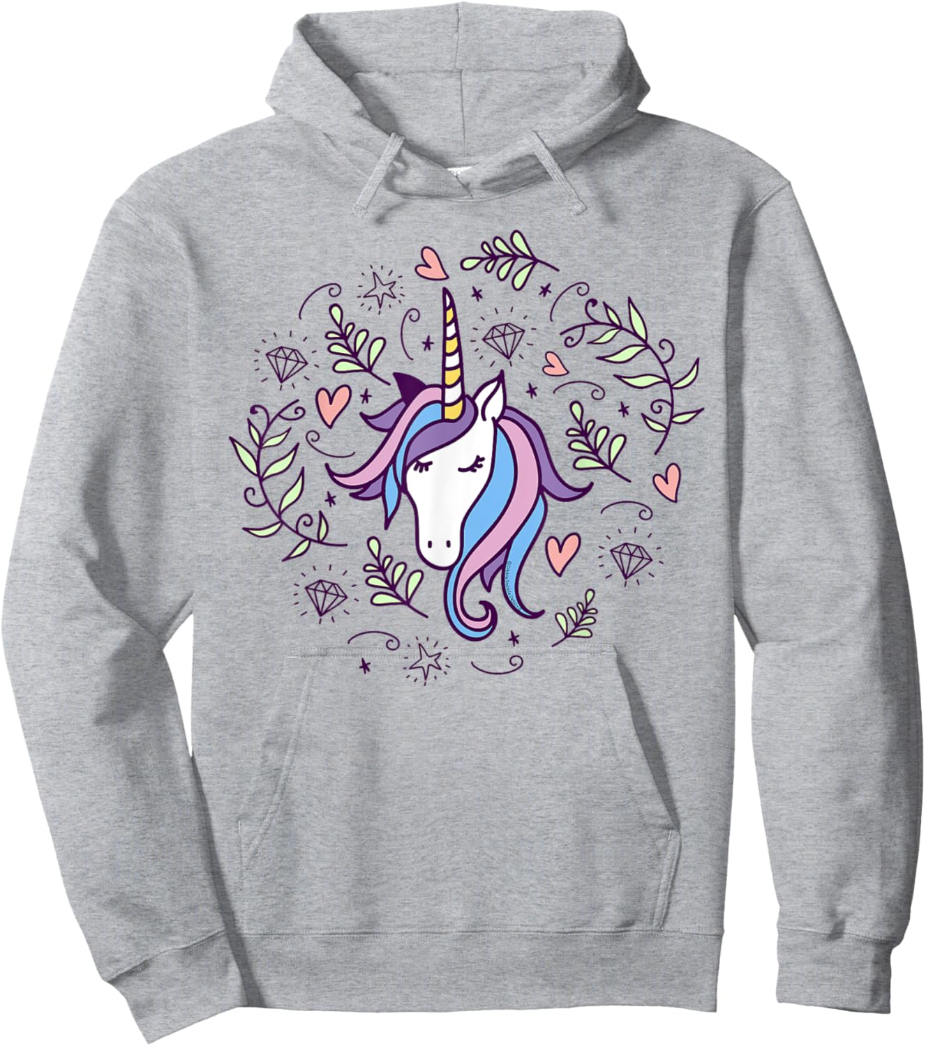 Unicorn with Pink Hearts and Diamonds Magical Unicorn Hoodie - Hoodie | Ash