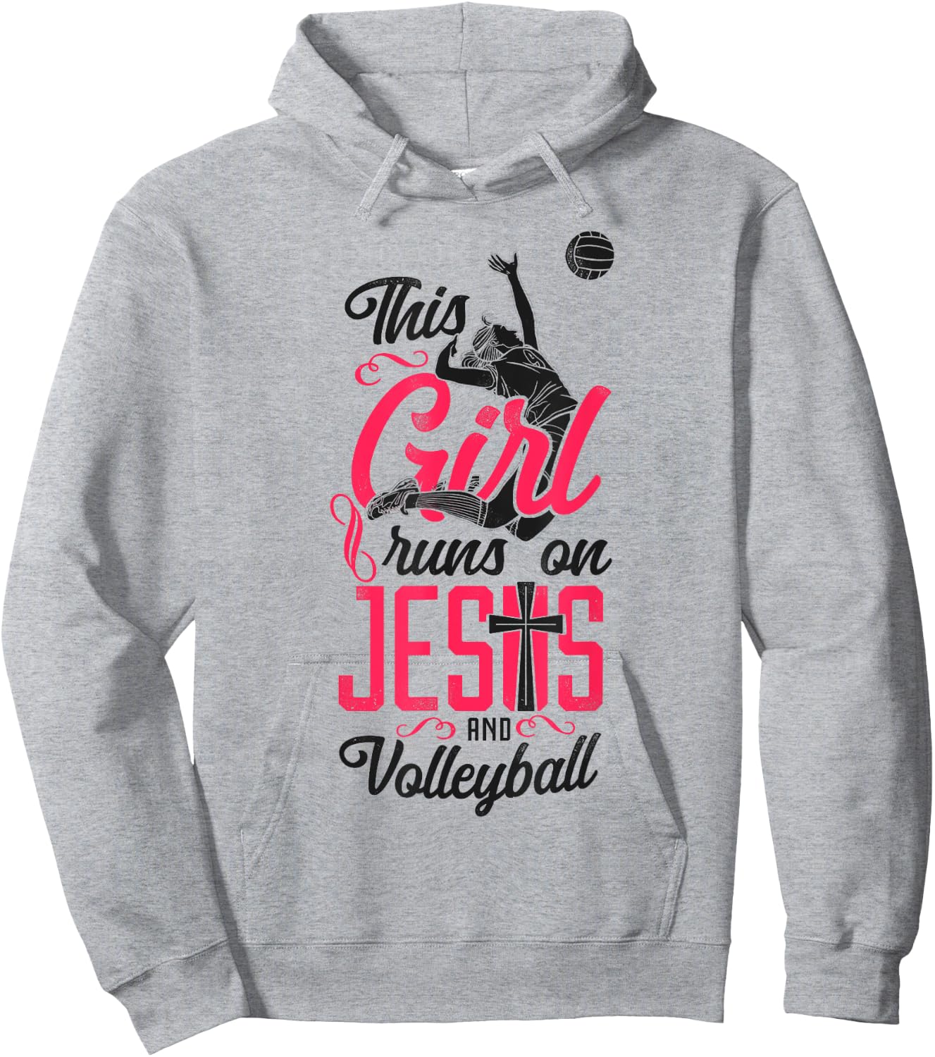 Volleyball Player Team Vintage This Girl Runs On Jesus And Hoodie - Hoodie | Ash