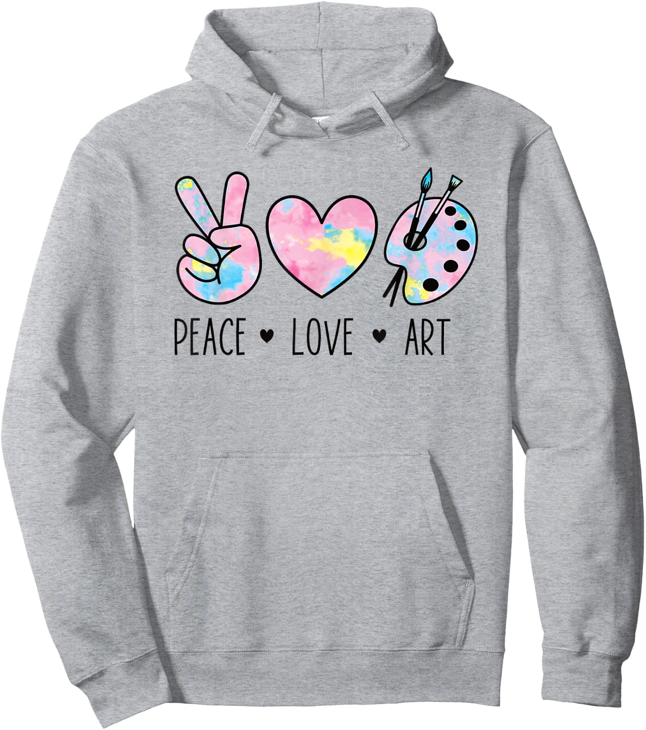 Peace Love Art Shirt Pastel Rainbow Tie Dye Artist Hippie Hoodie - Hoodie | Ash
