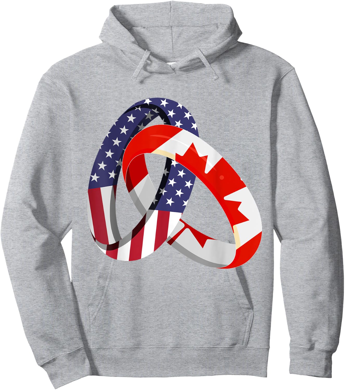 Canadian American Ring Heritage Month Patriot Flags Hoodie - Hoodie | Ash