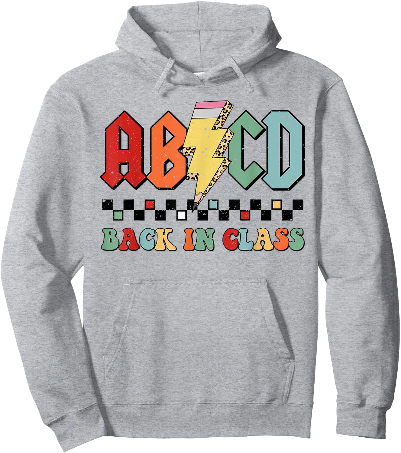 Back In Class ABCD Pencil Leopard Back To School Teachers Hoodie - Hoodie | Ash